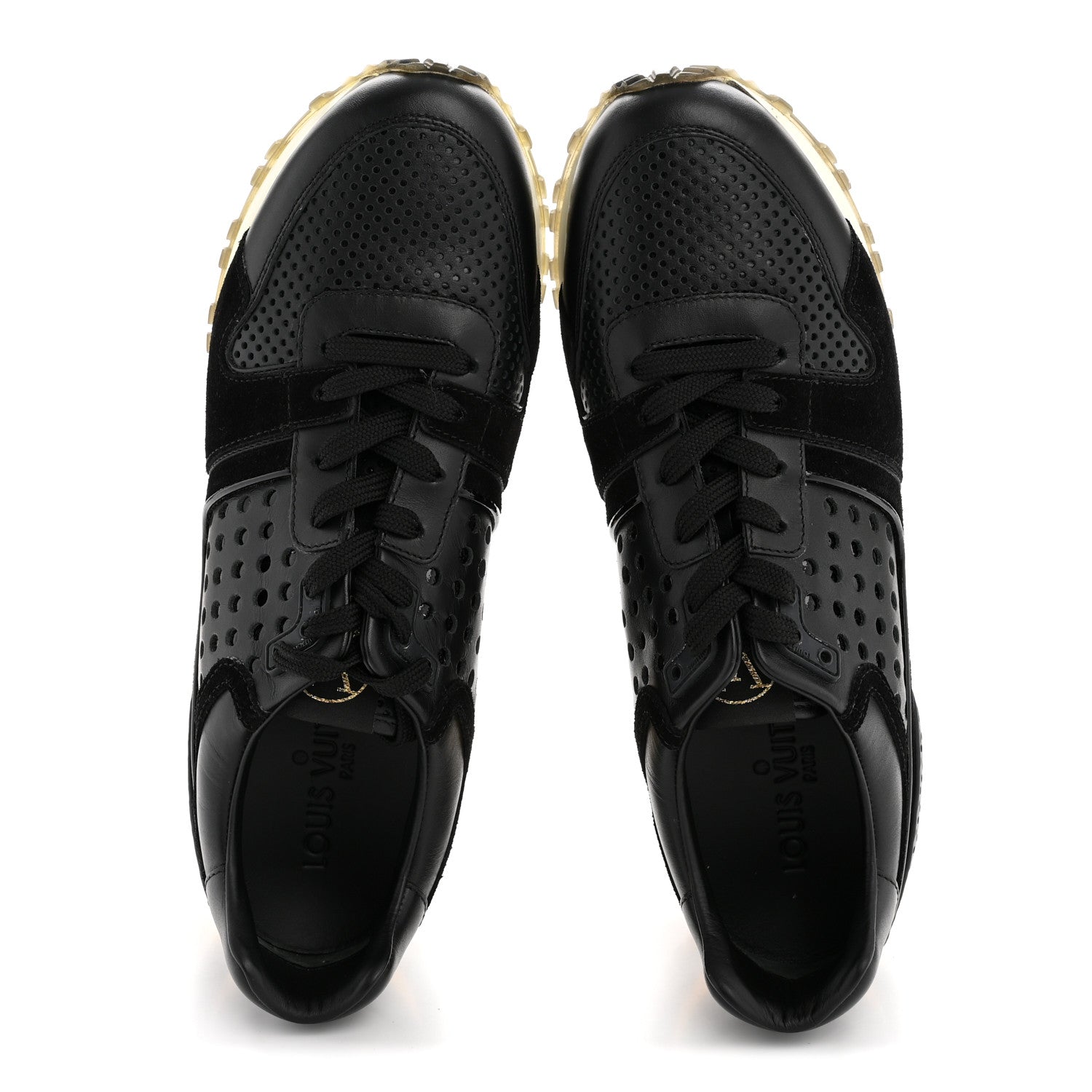Nubuck Calfskin Perforated Run Away Sneakers 37 Black