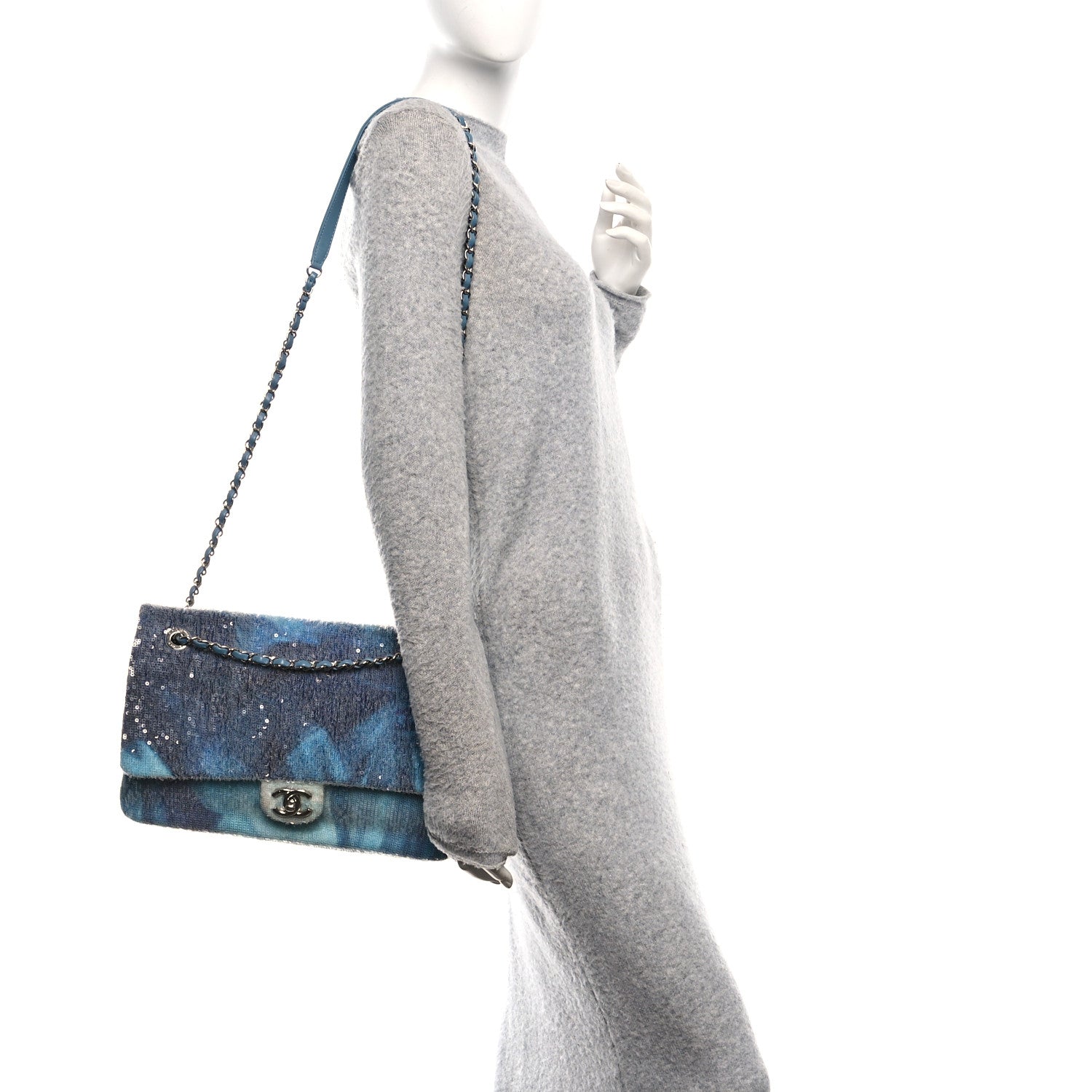 Sequin Large Waterfall Flap Light Blue