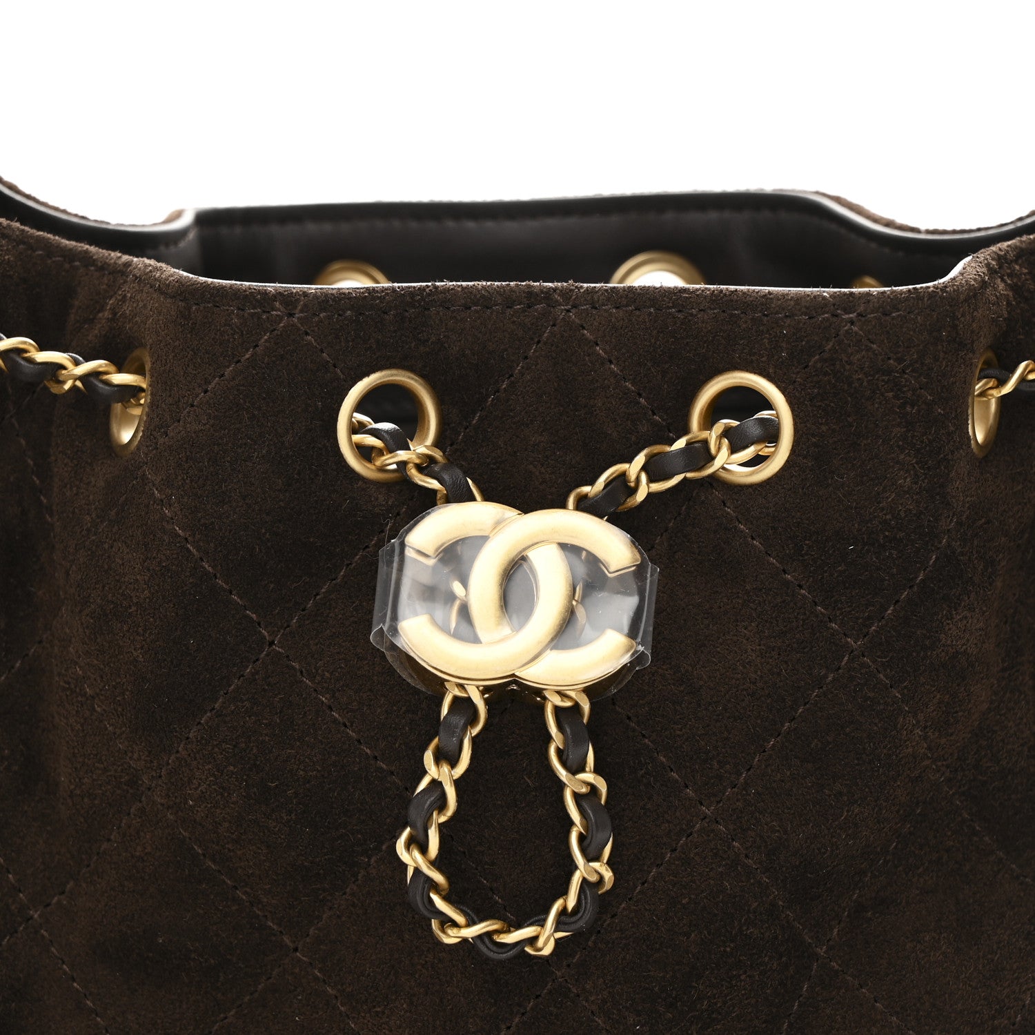 Suede Quilted Mini Chanel 25 Handbag Dark Brown