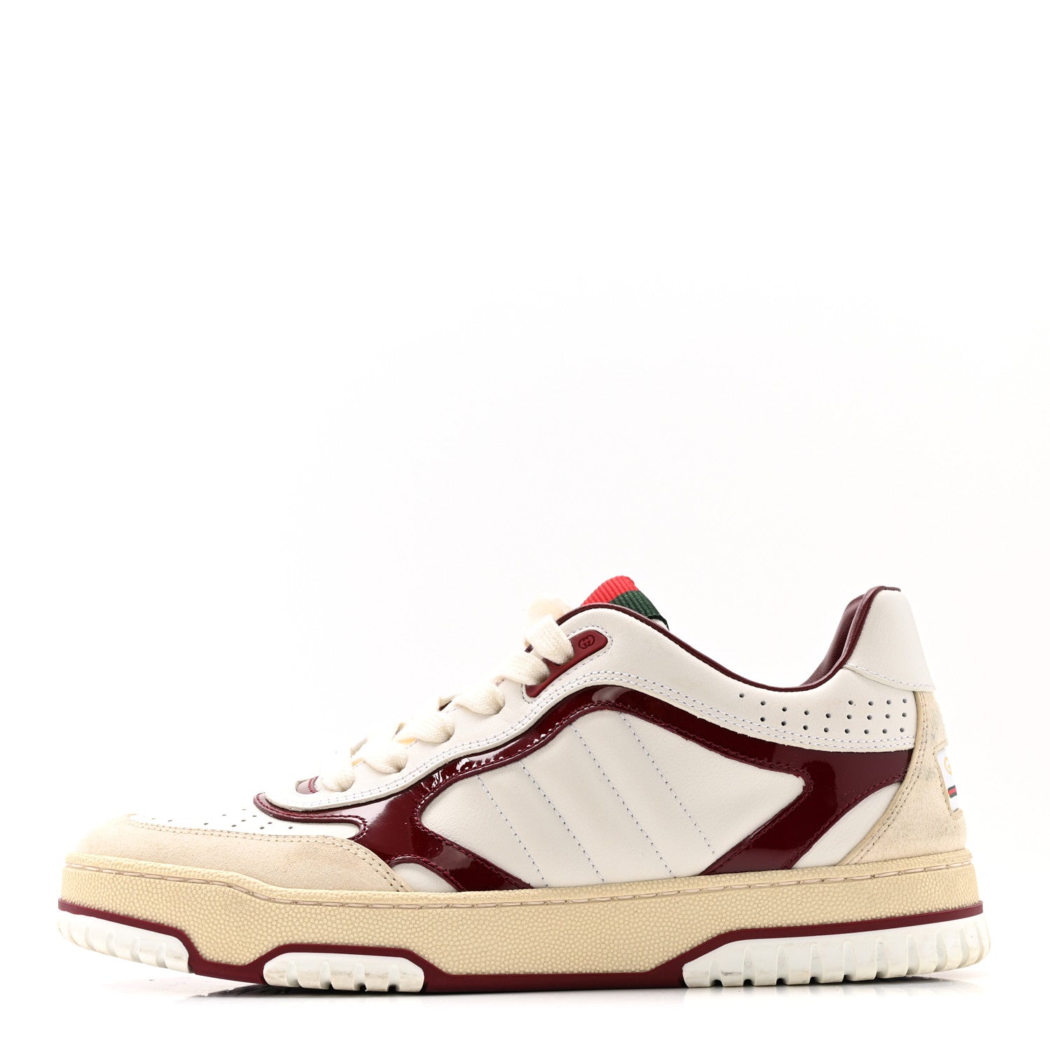 Calfskin Suede Womens Re-Web Sneakers  38 White Red