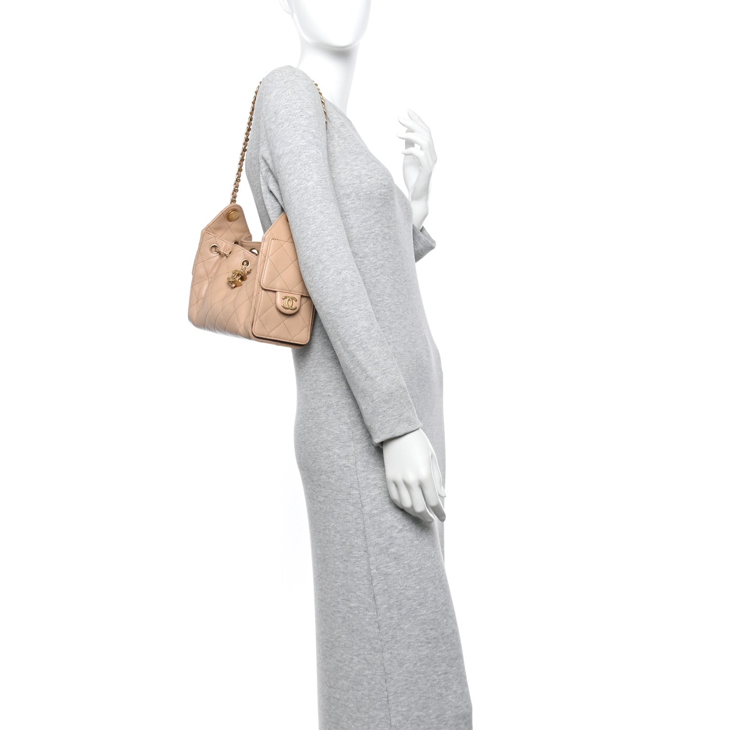 Caviar Quilted Mini Chanel 25 Handbag Beige