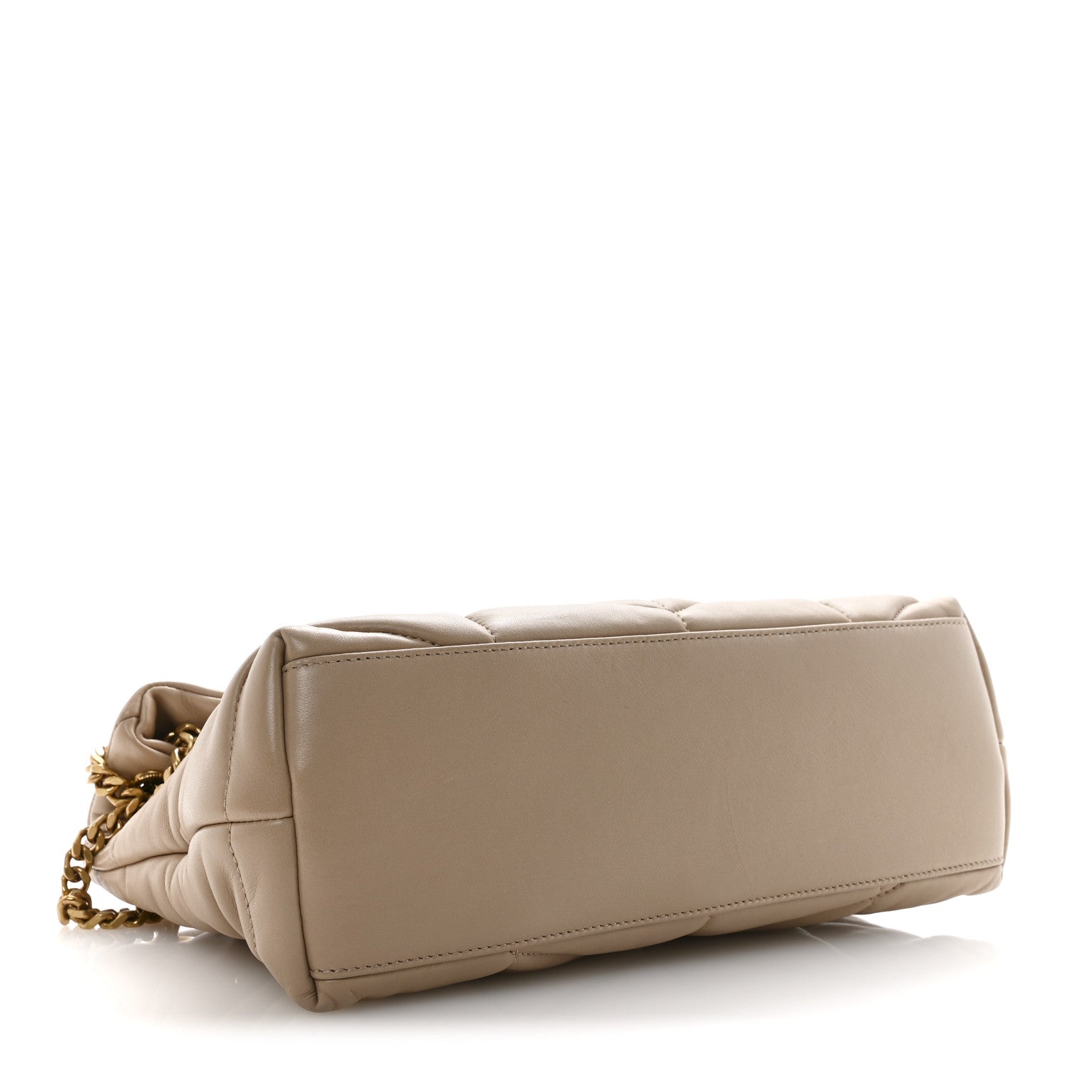 Lambskin Quilted Small Loulou Puffer Monogram Chain Satchel Dark Beige