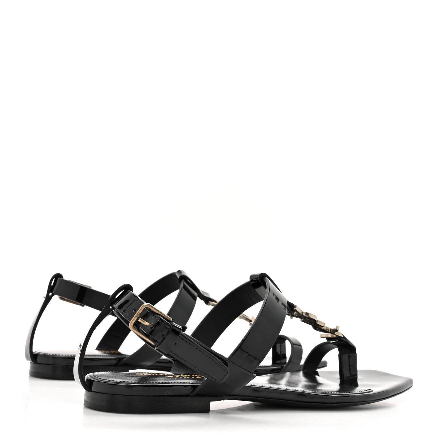 Vitello Vernice Soft Cassandra 05 Monogram Sandals 35.5 Black