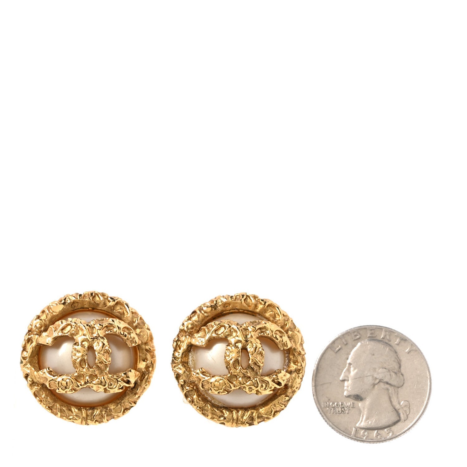 Textured CC Clip On Earrings Gold