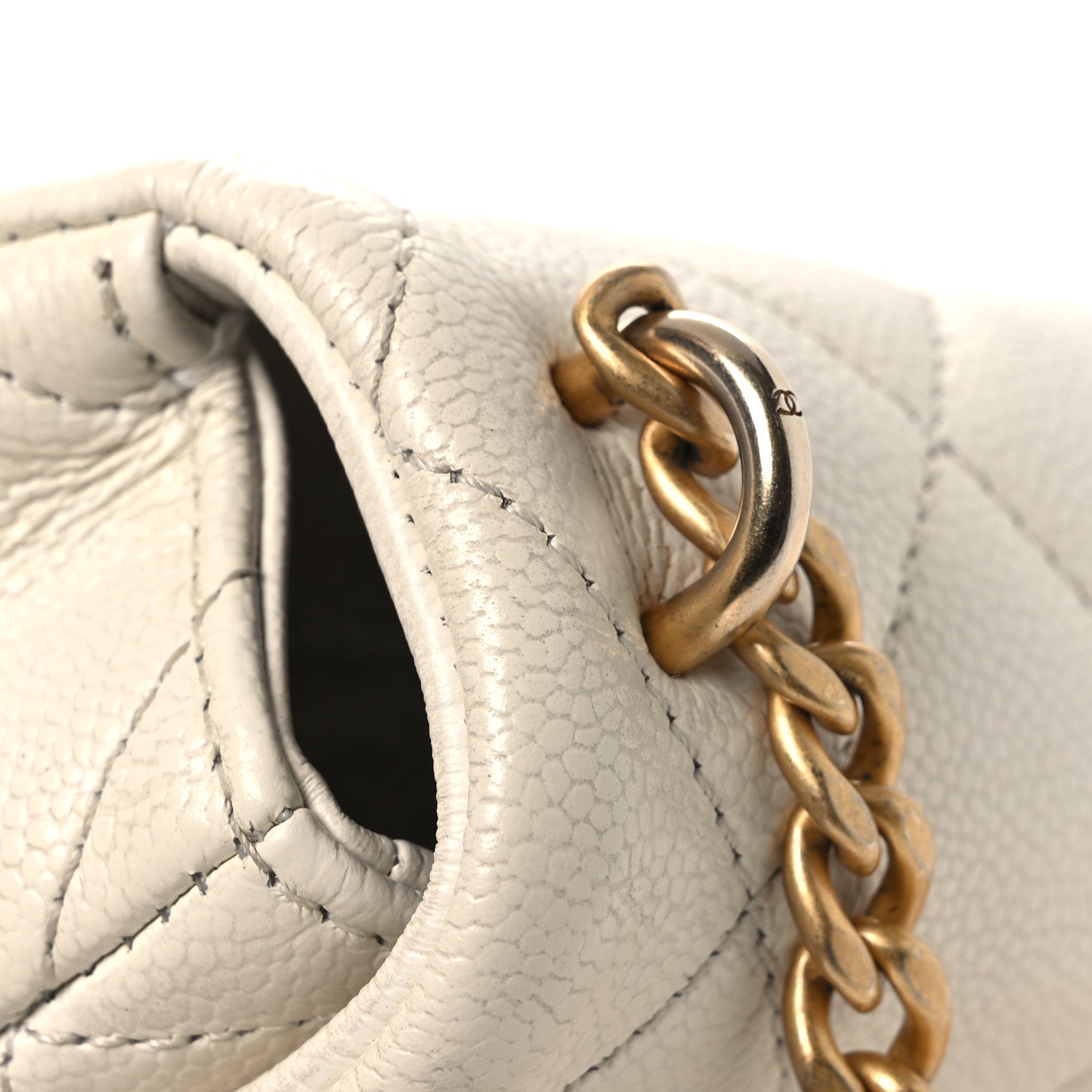 Caviar Quilted Mini Sweetheart Flap White