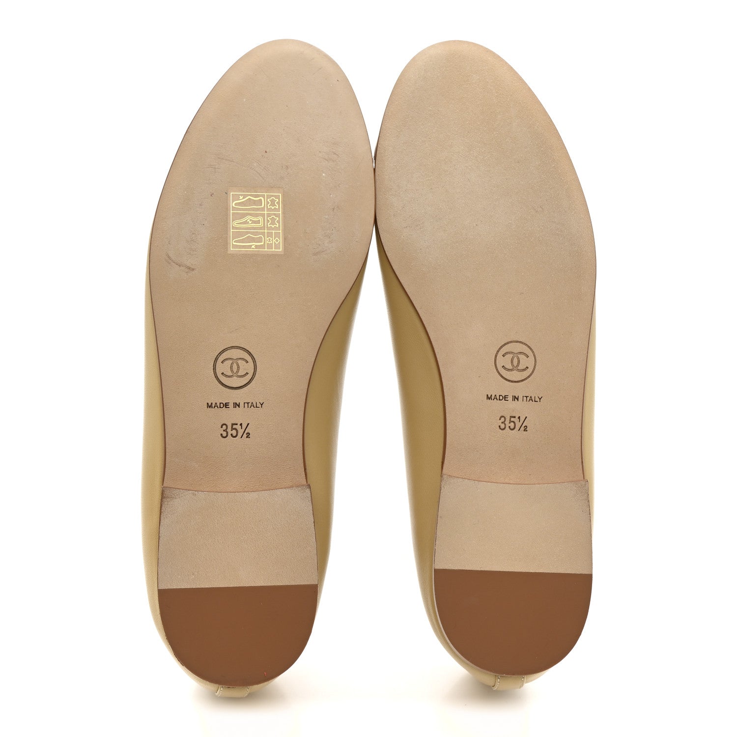 Lambskin Cap Toe CC Ballerina Flats 35.5 Beige Light Beige