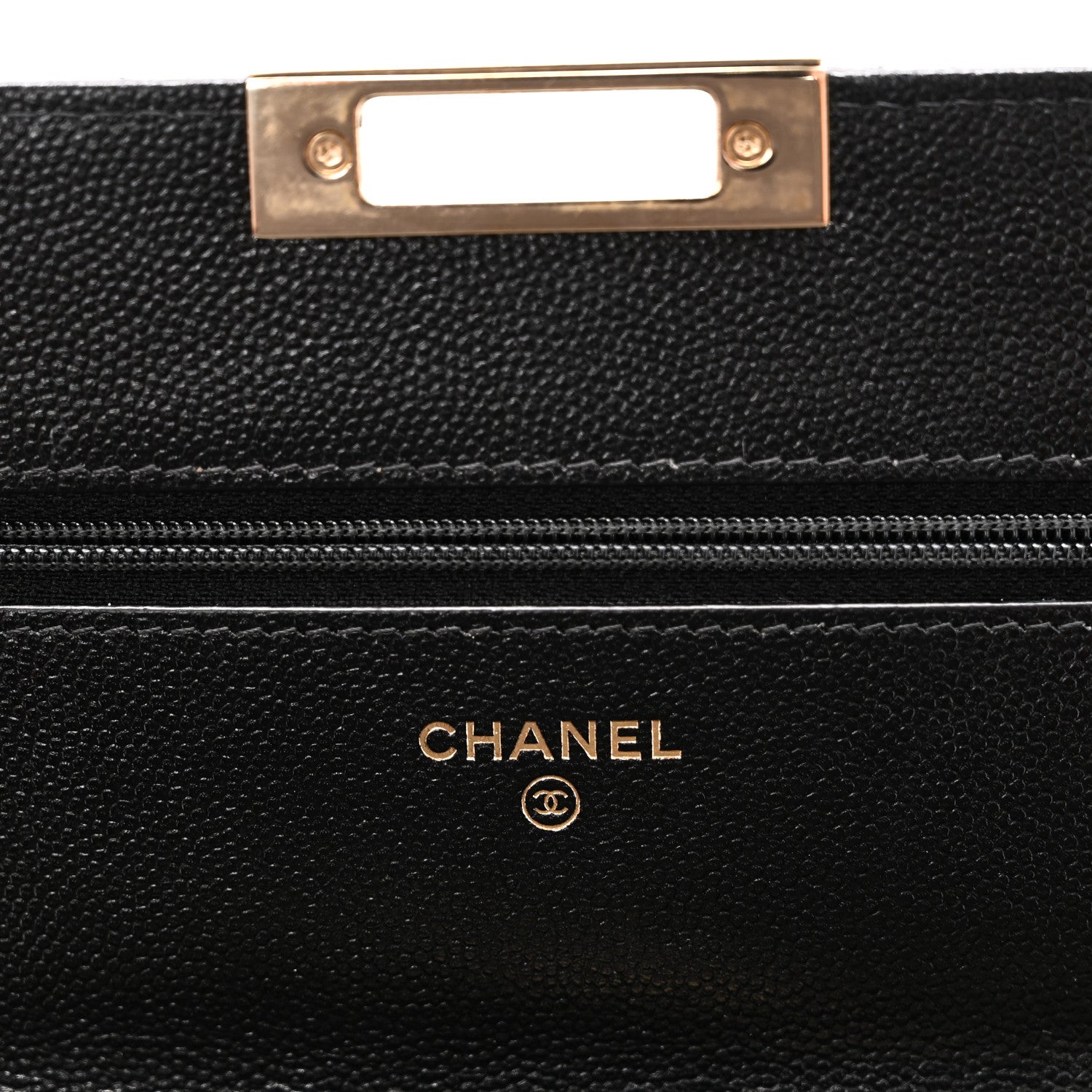 Caviar Quilted Golden Class Wallet On Chain WOC Black