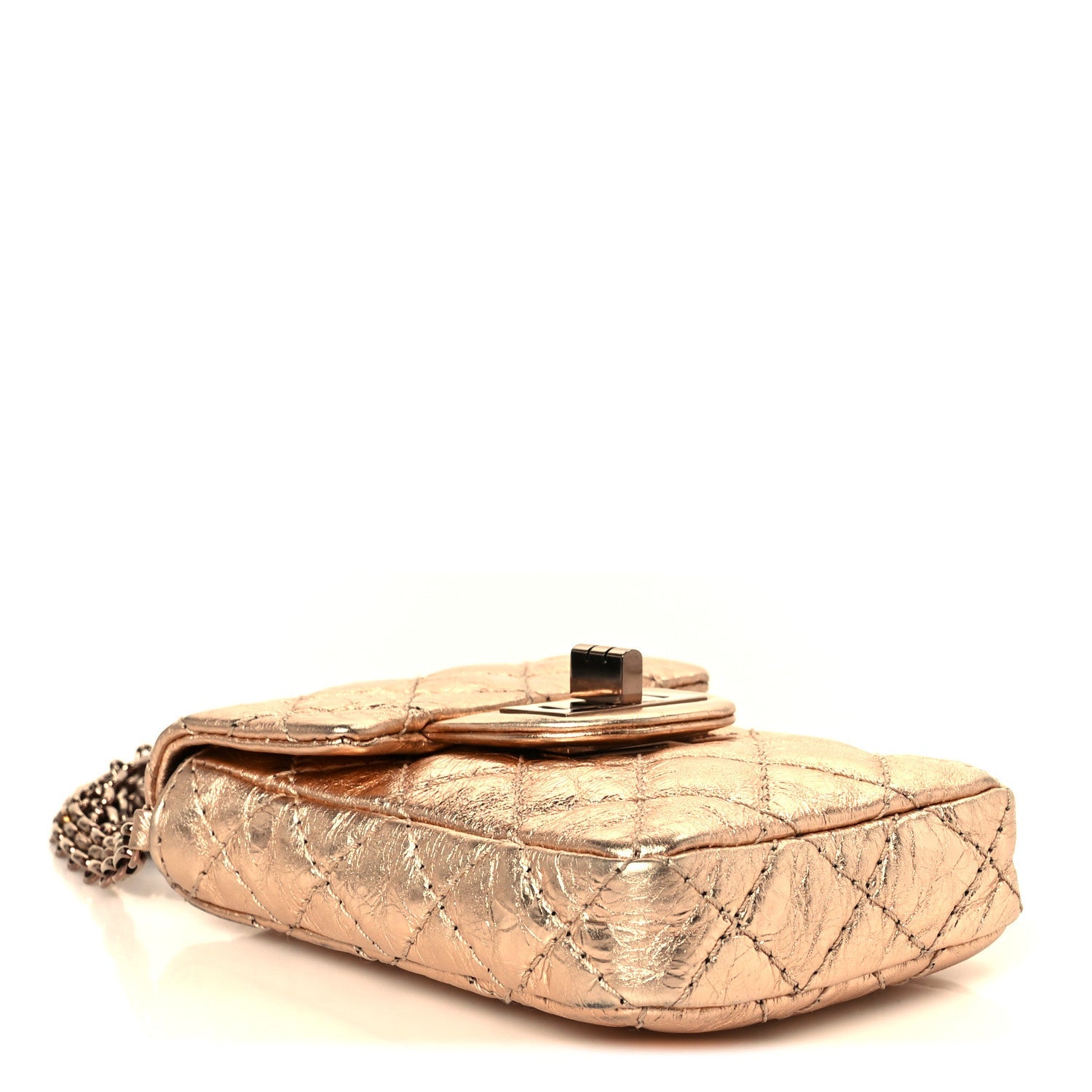 Metallic Aged Calfskin Quilted 2.55 Reissue Phone Case Rose Gold