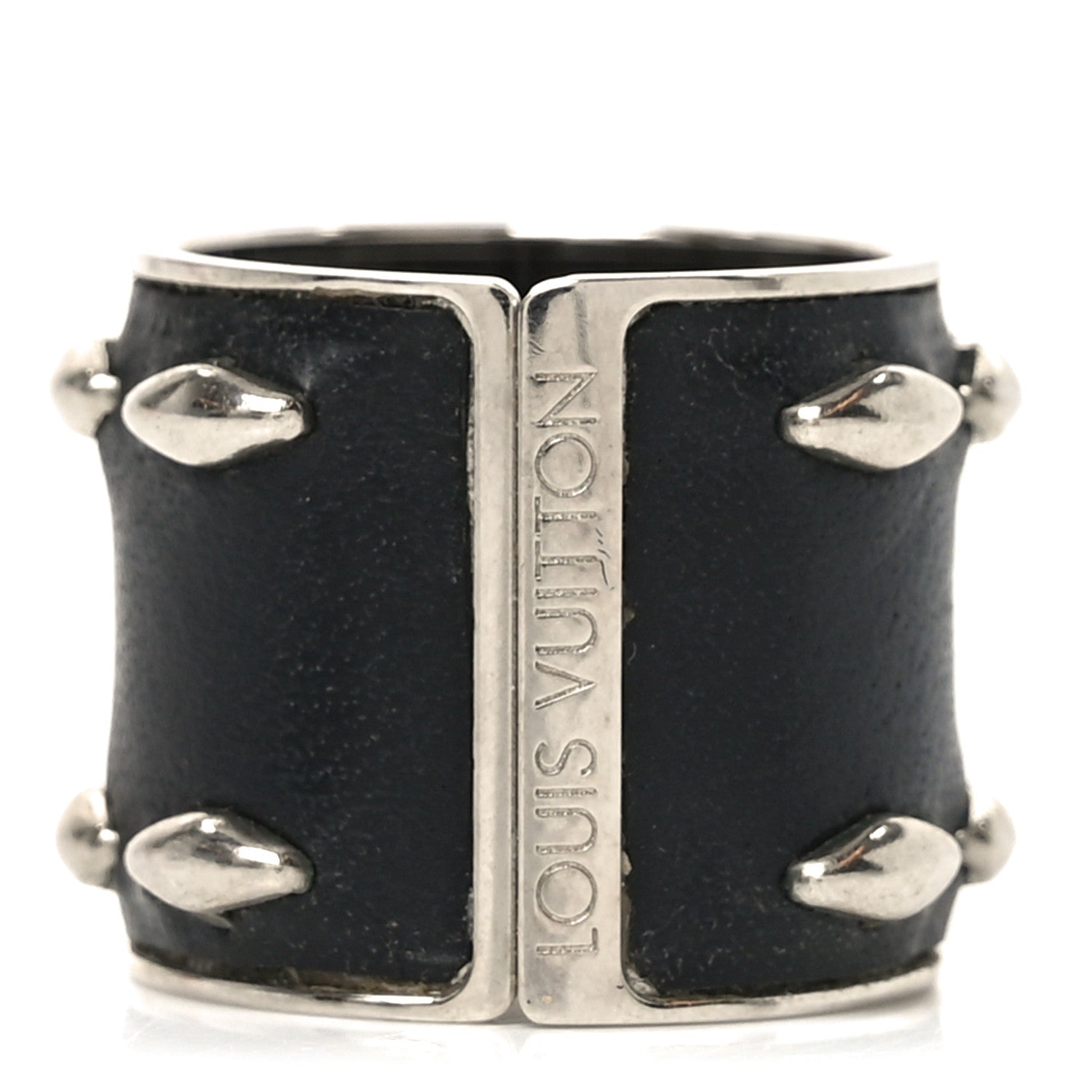 Calfskin Ring M Black Silver