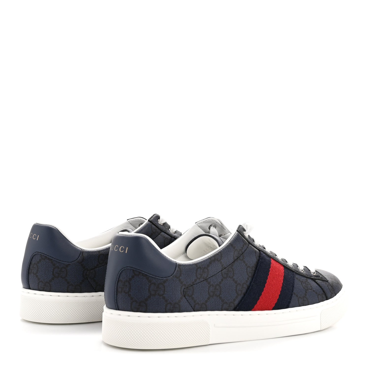 GG Supreme Monogram Web Mens New Ace Sneakers 8.5 Dark Blue