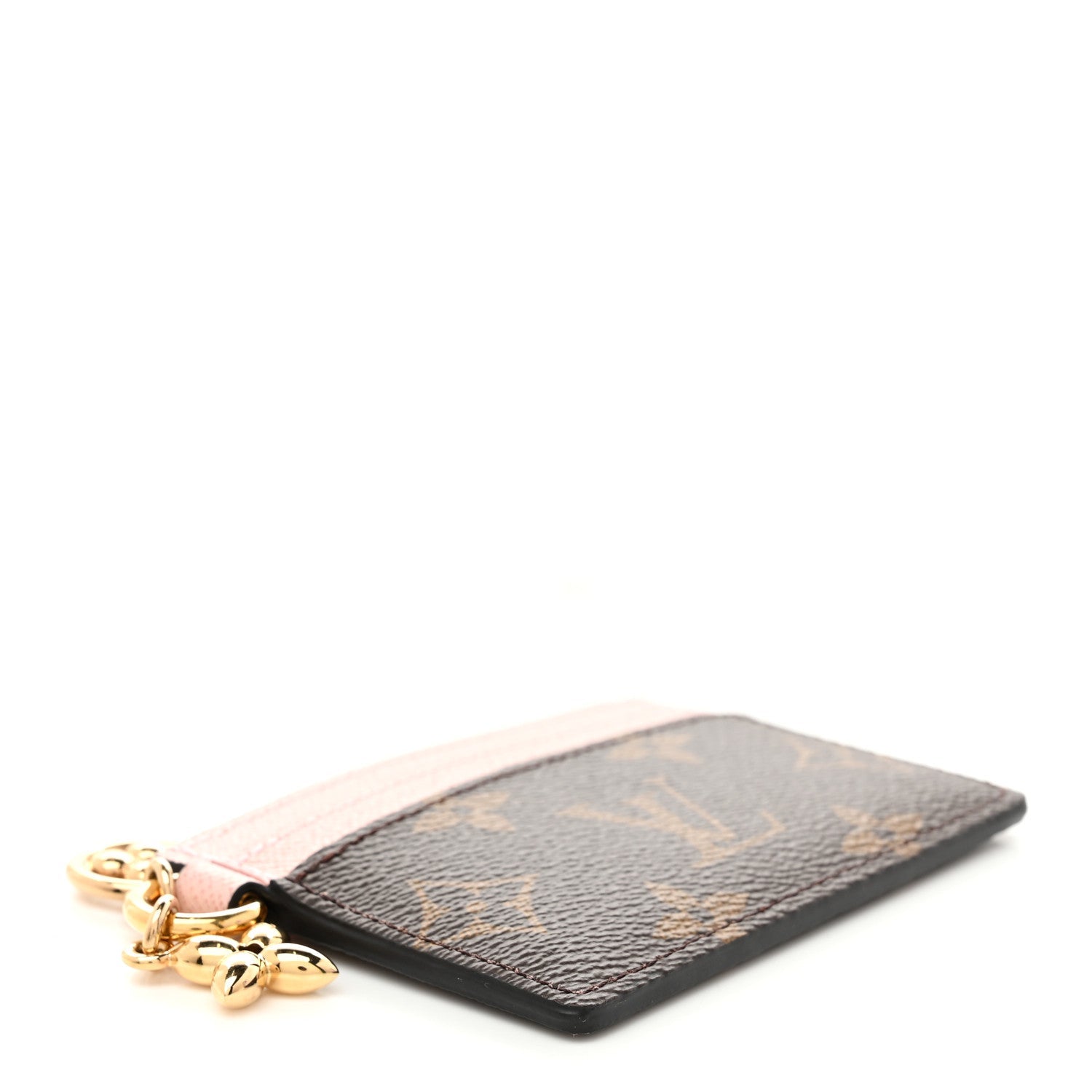 Monogram LV Charms Card Holder Rose Ballerine