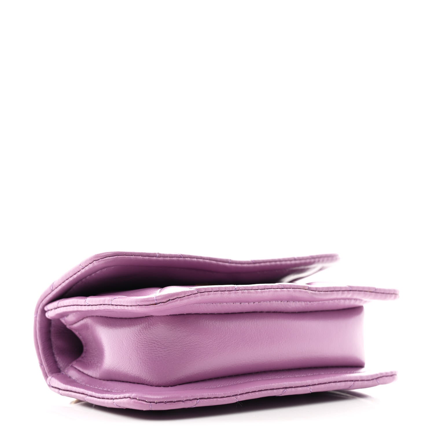 Shiny Lambskin Quilted Extra Mini Flap Purple