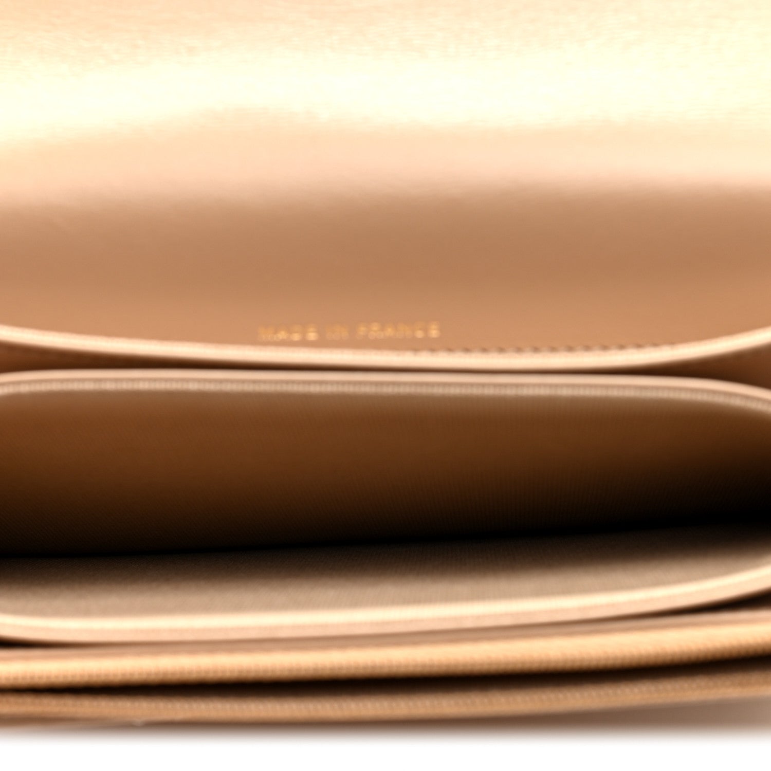 Shiny Aged Calfskin Quilted Clutch With Chain Dark Beige
