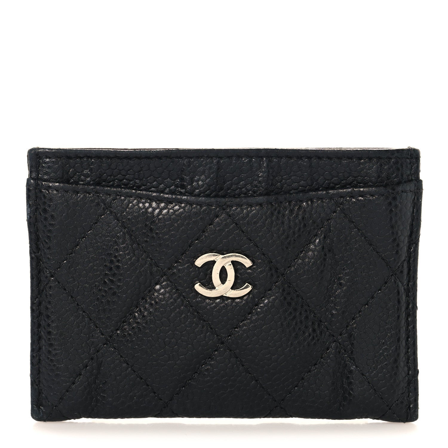 Caviar Quilted Card Holder Black