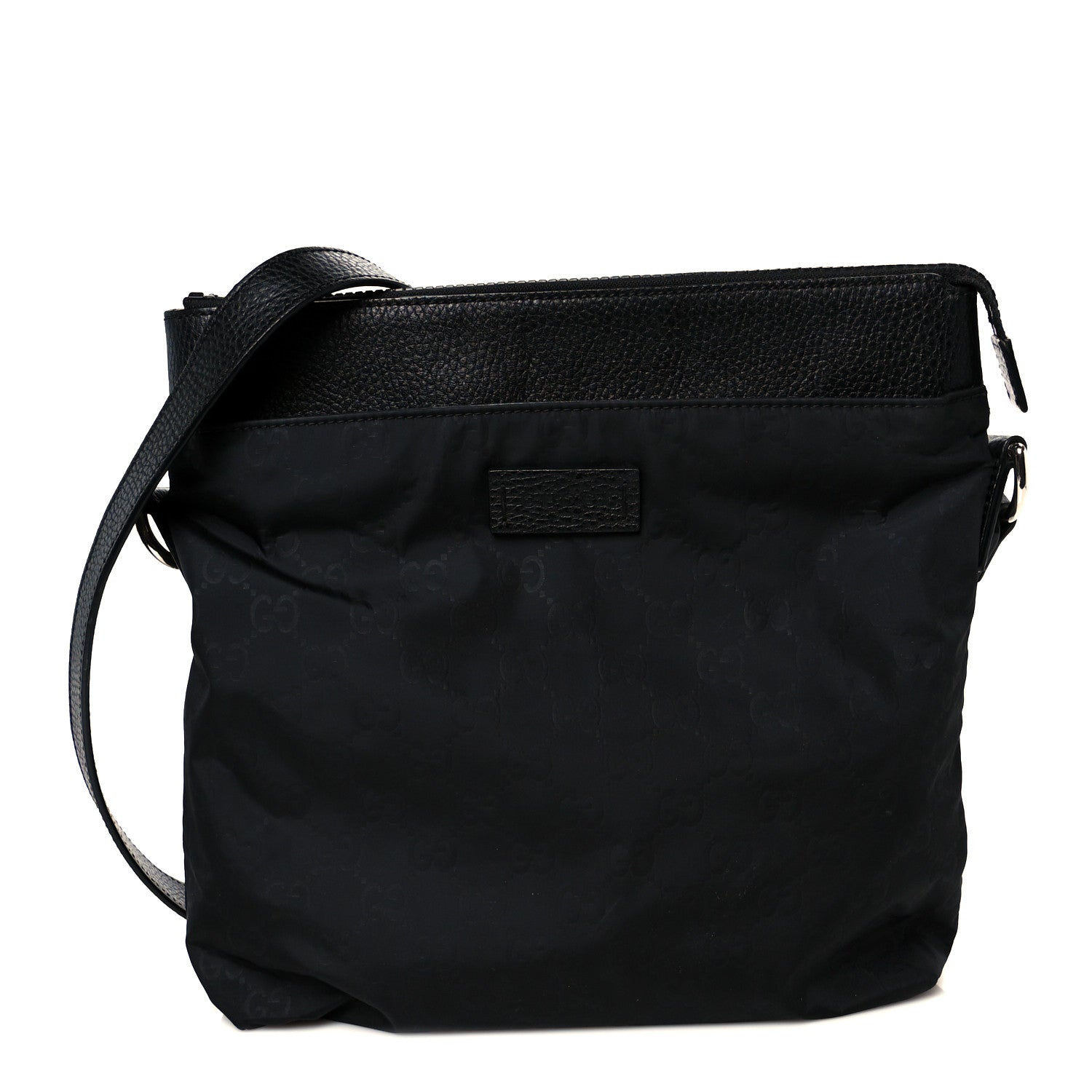 Nylon Monogram Dollar Calfskin Flat Messenger Bag Black