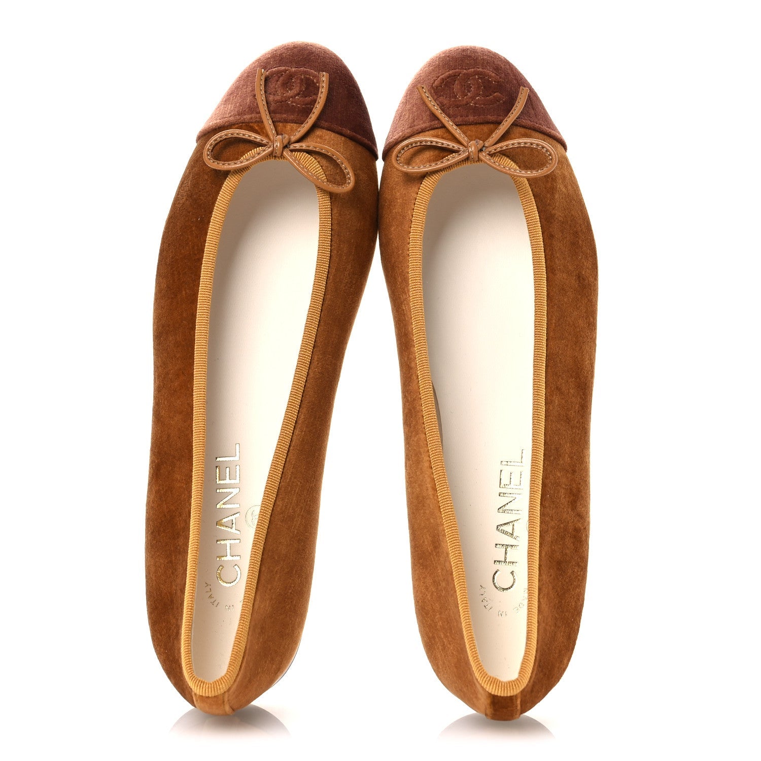 Velvet Cap Toe CC Ballerina Flats 39.5 Brown Light Brown