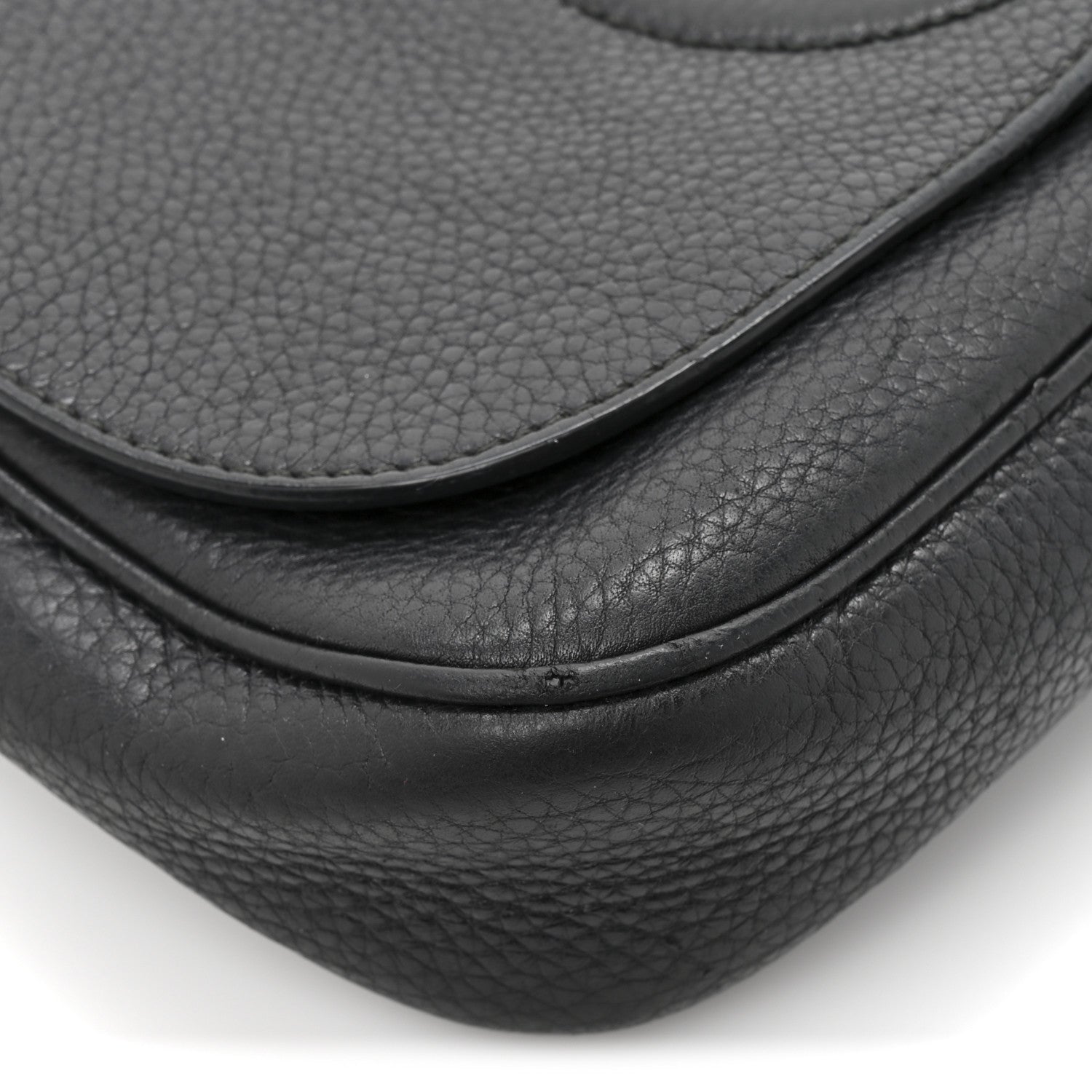 Pebbled Calfskin Medium Soho Flap Crossbody Black