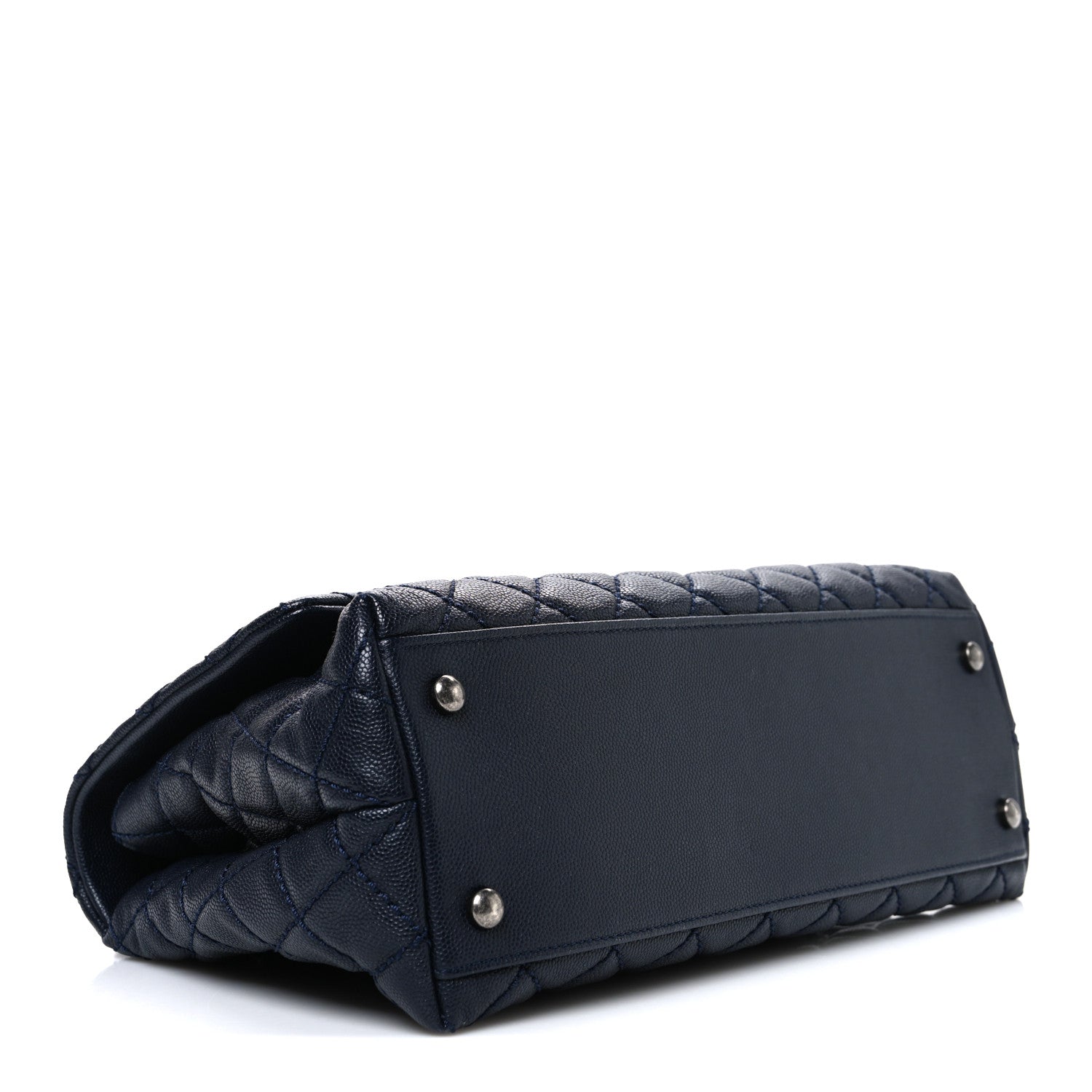 Caviar Quilted Small Coco Handle Flap Navy