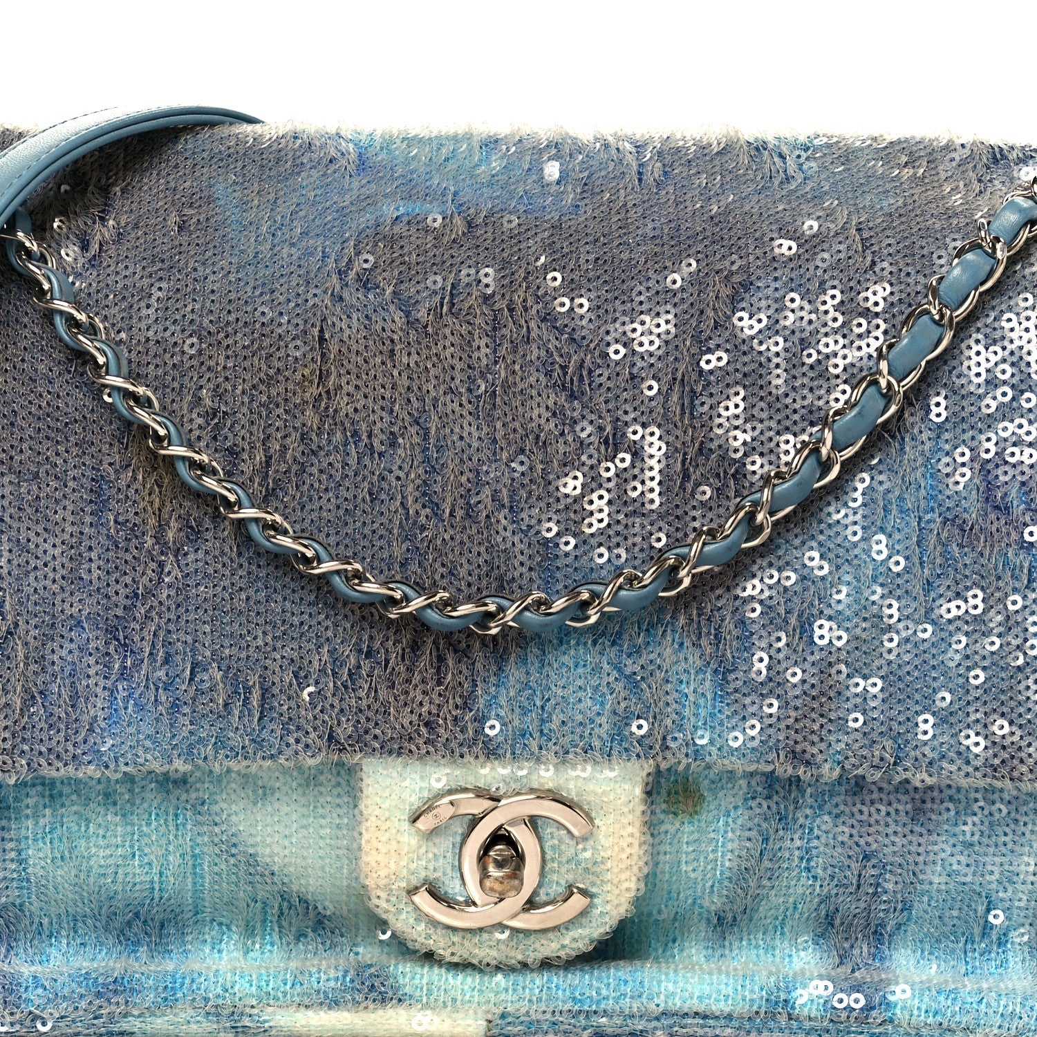 Sequin Large Waterfall Flap Light Blue