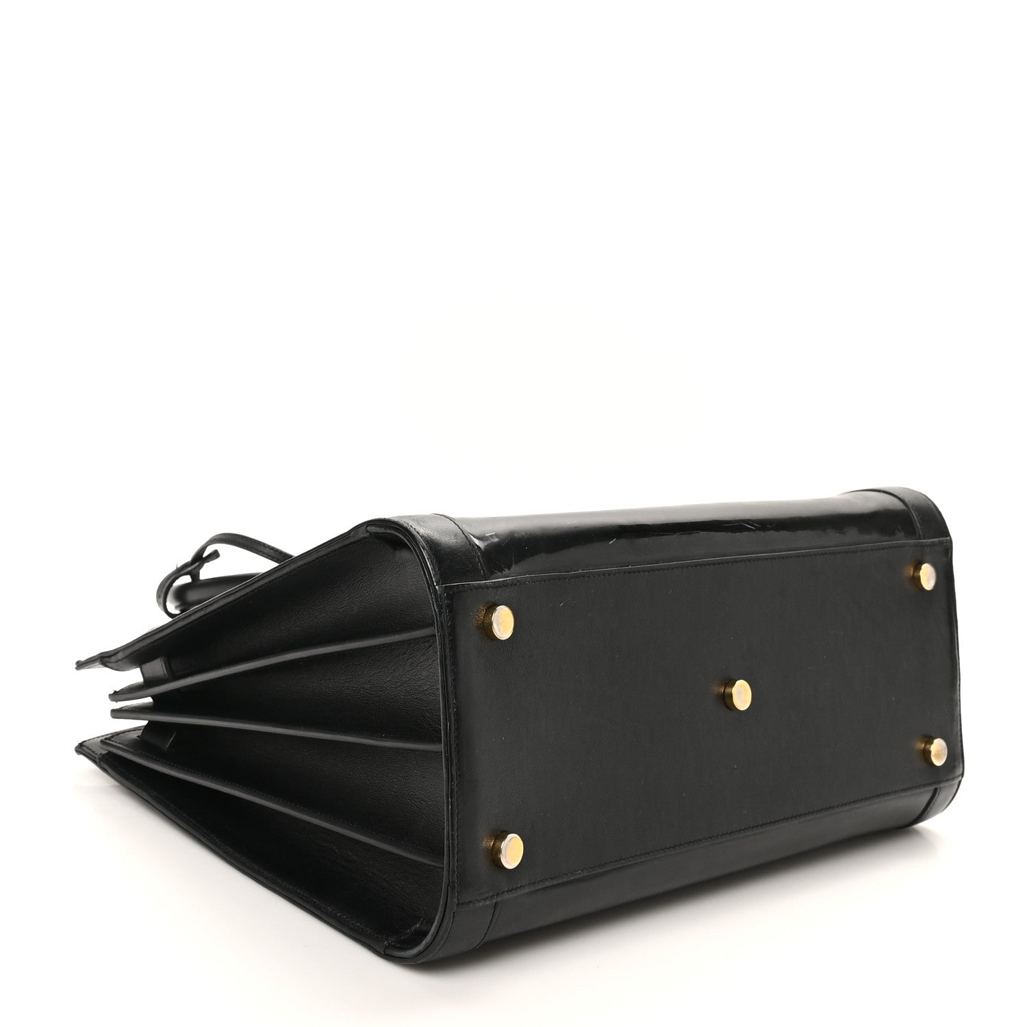 Patent Calfskin Small Sac de Jour Black