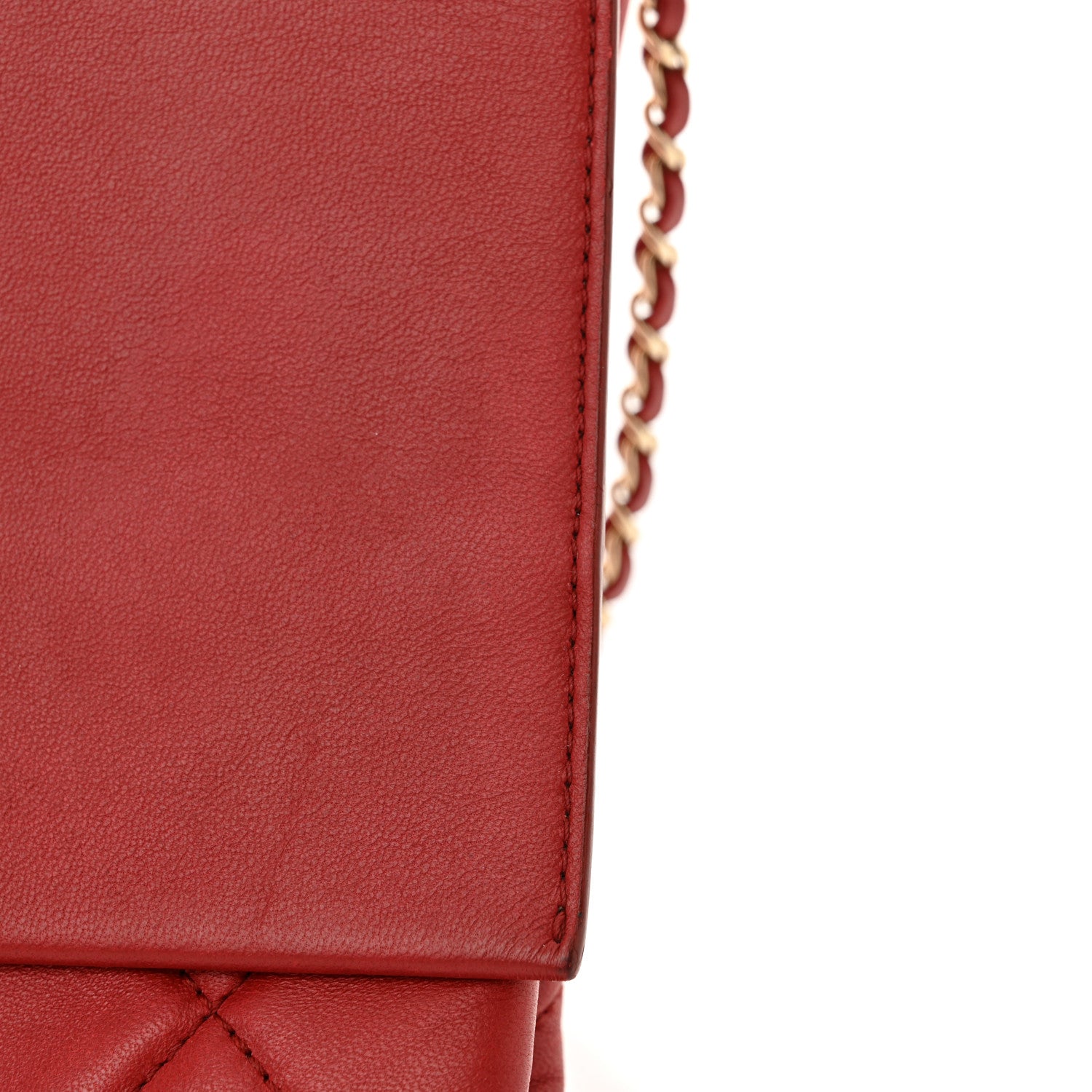 Lambskin Quilted Retro Label Clutch Red