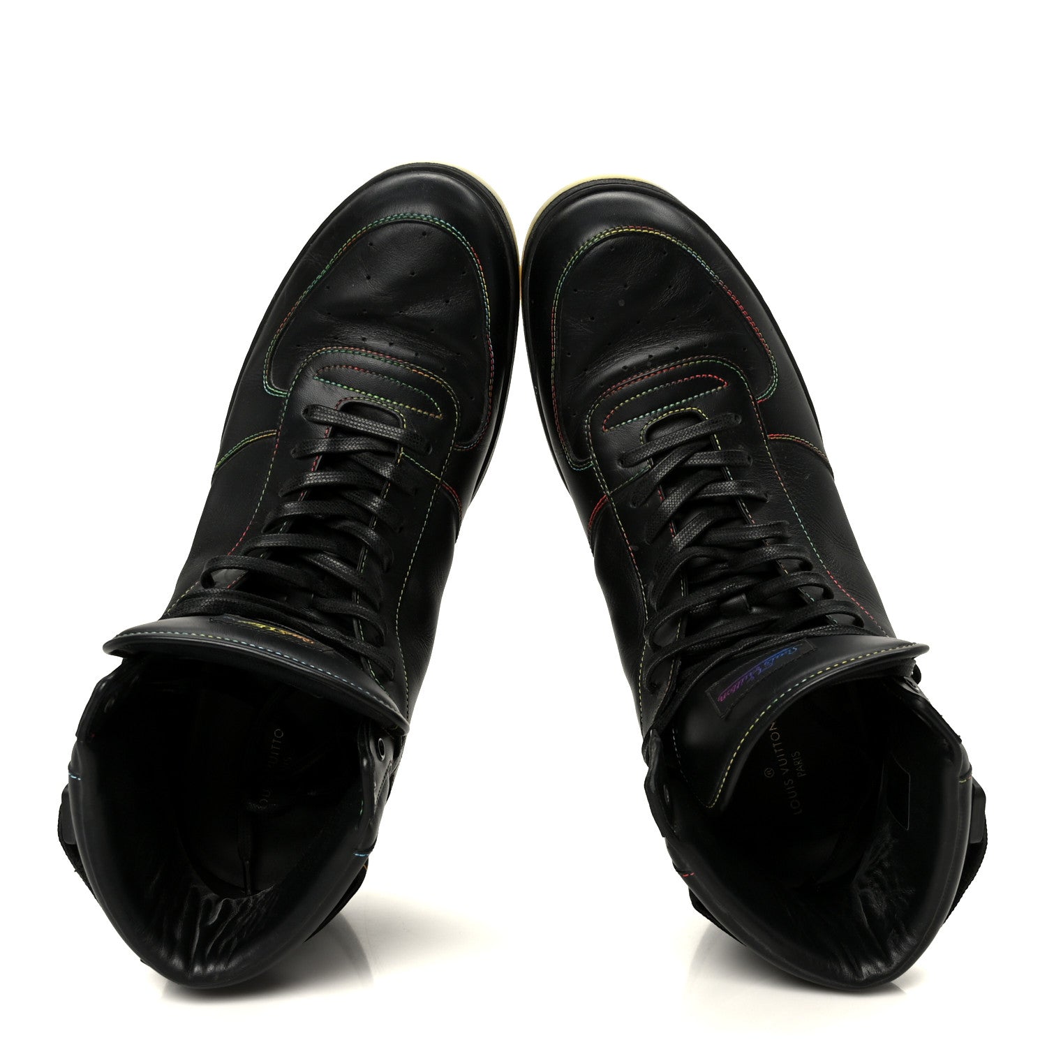 Calfskin Rivoli High Top Sneakers 12 Black Multicolor