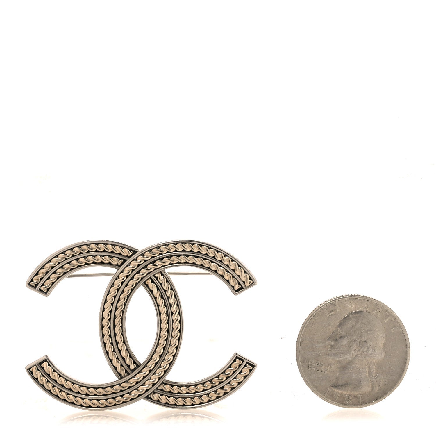 Twisted CC Brooch Silver Gold