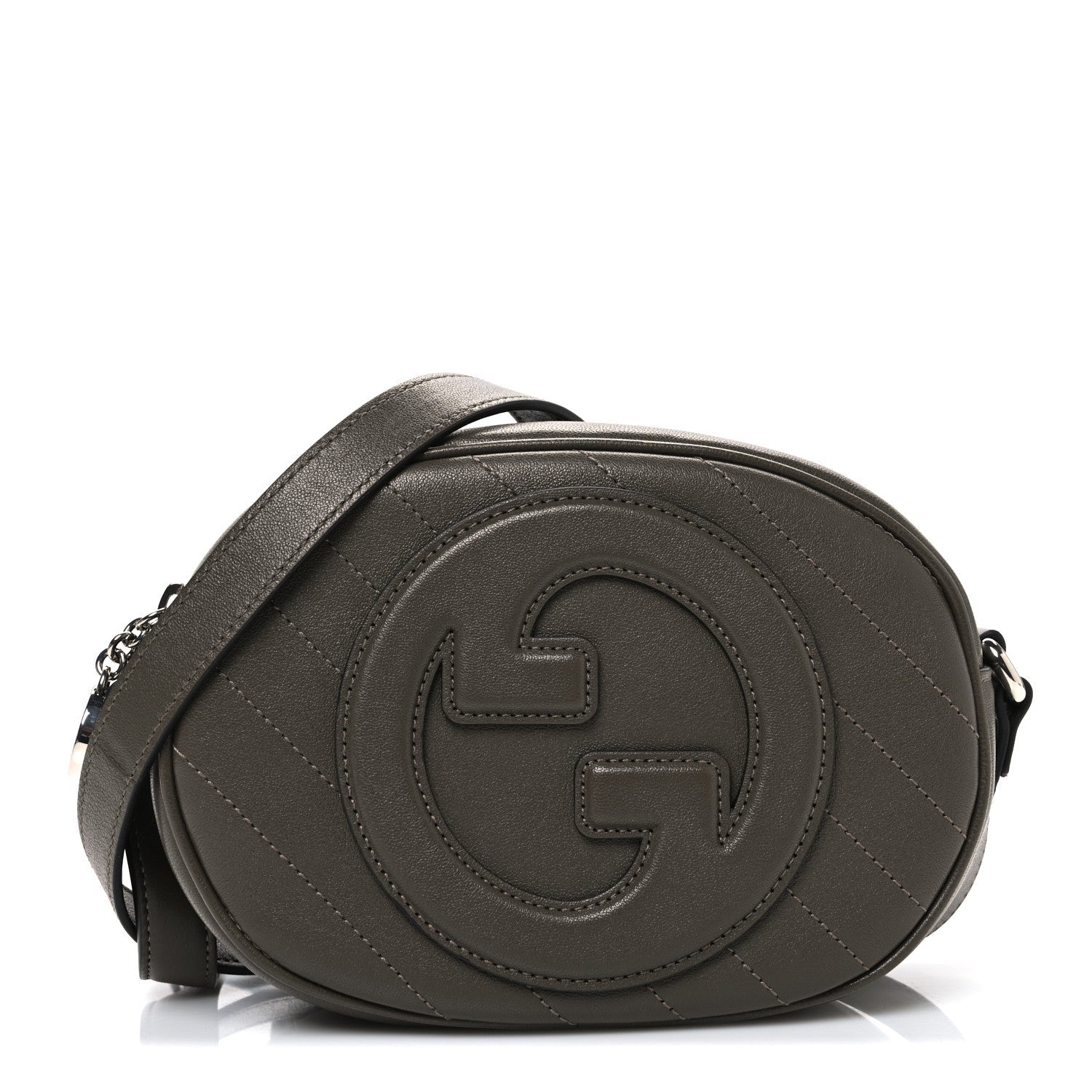 Sakai Be Green Calfskin Diagonal Stitched Mini Blondie Shoulder Bag Craclet Brown