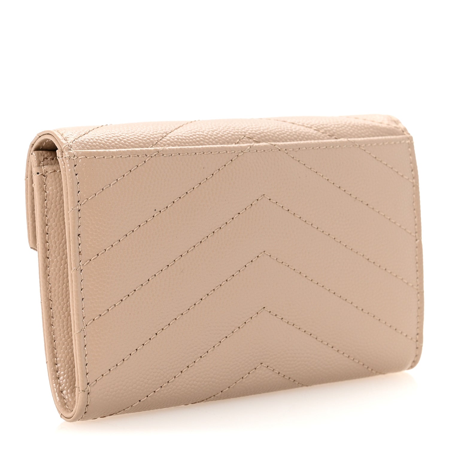 Grain De Poudre Matelasse Chevron Small Monogram Envelope Wallet Dark Beige