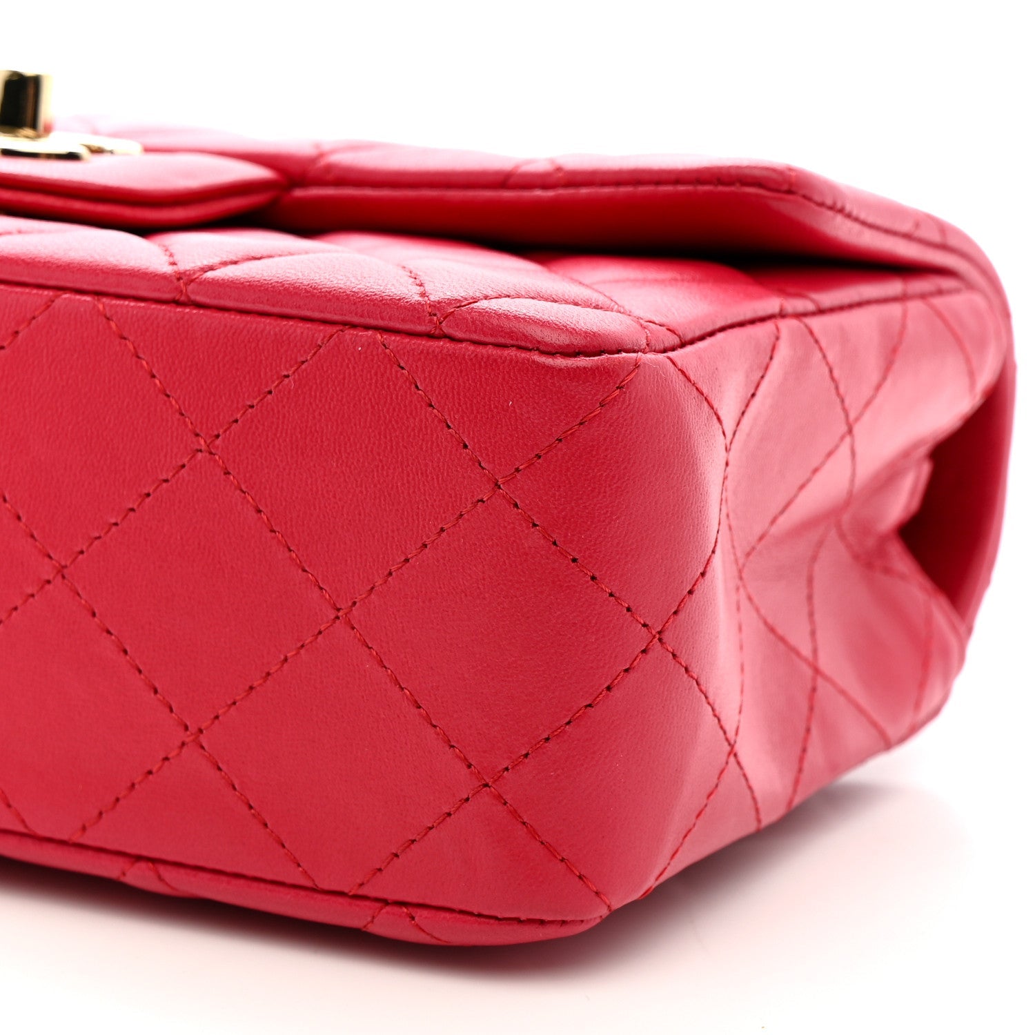 Lambskin Quilted Mini Rectangular Flap Red