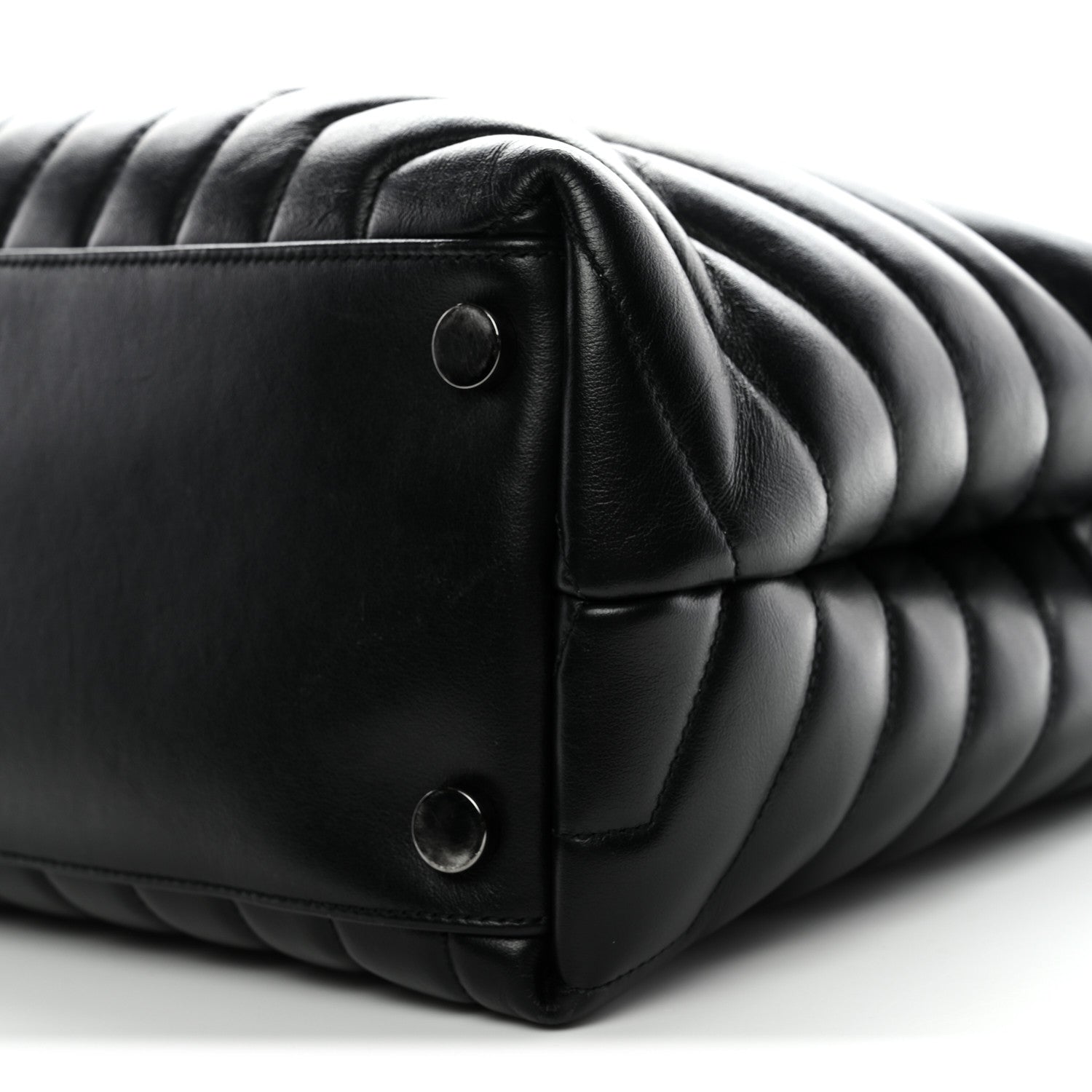Calfskin Y Quilted Monogram Monochrome Large Loulou Chain Satchel Black