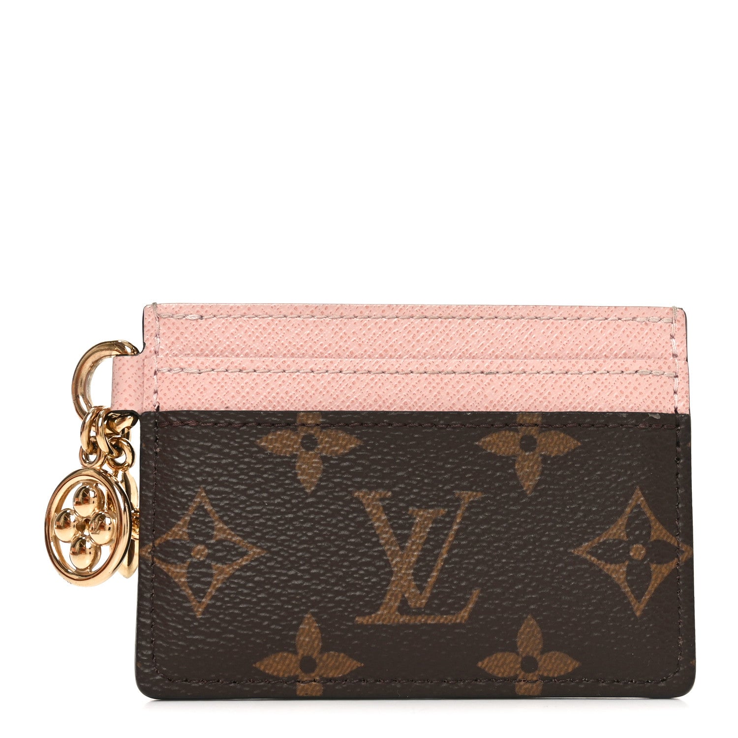 Monogram LV Charms Card Holder Rose Ballerine