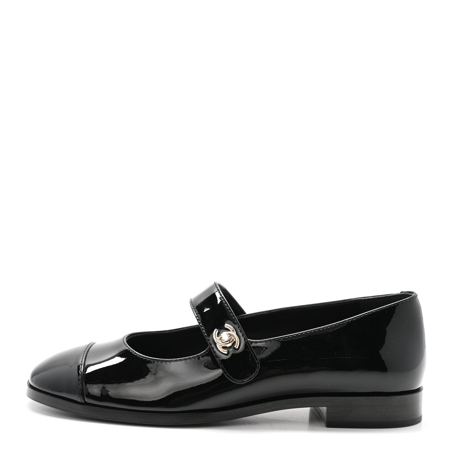 Patent Calfskin Mary Janes Flats 37.5 Black
