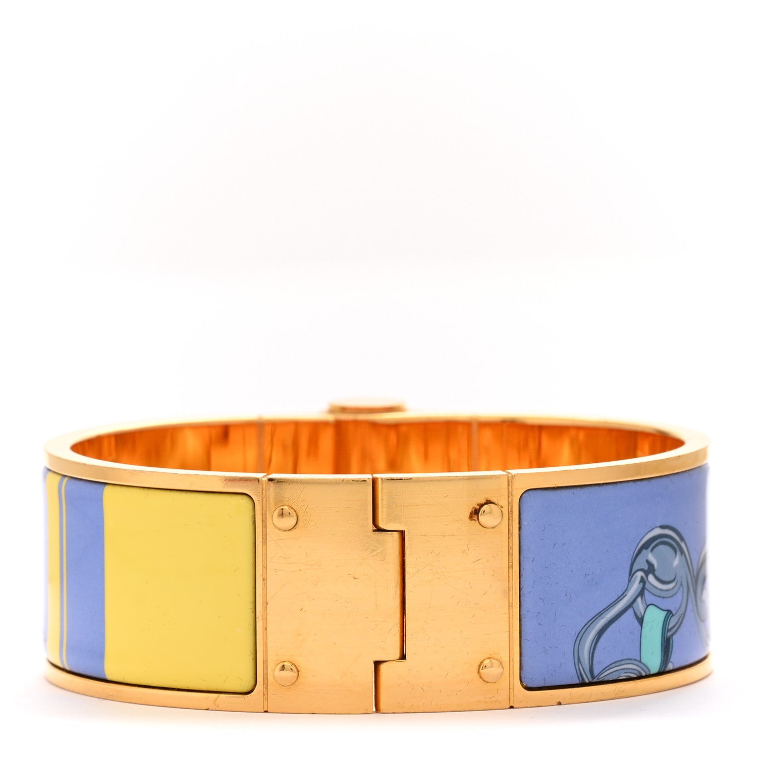 Enamel Printed Charniere Wide Hinged Bracelet S