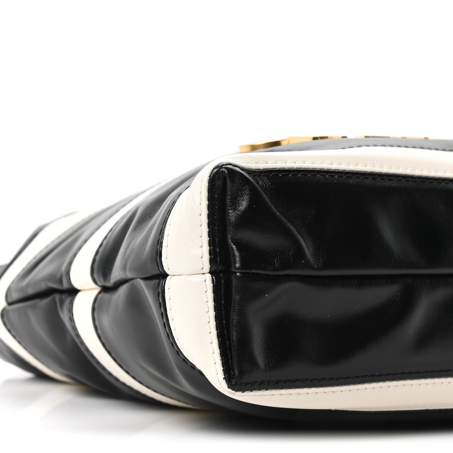 Shiny Calfskin Striped Mini Chanel 22 Black White