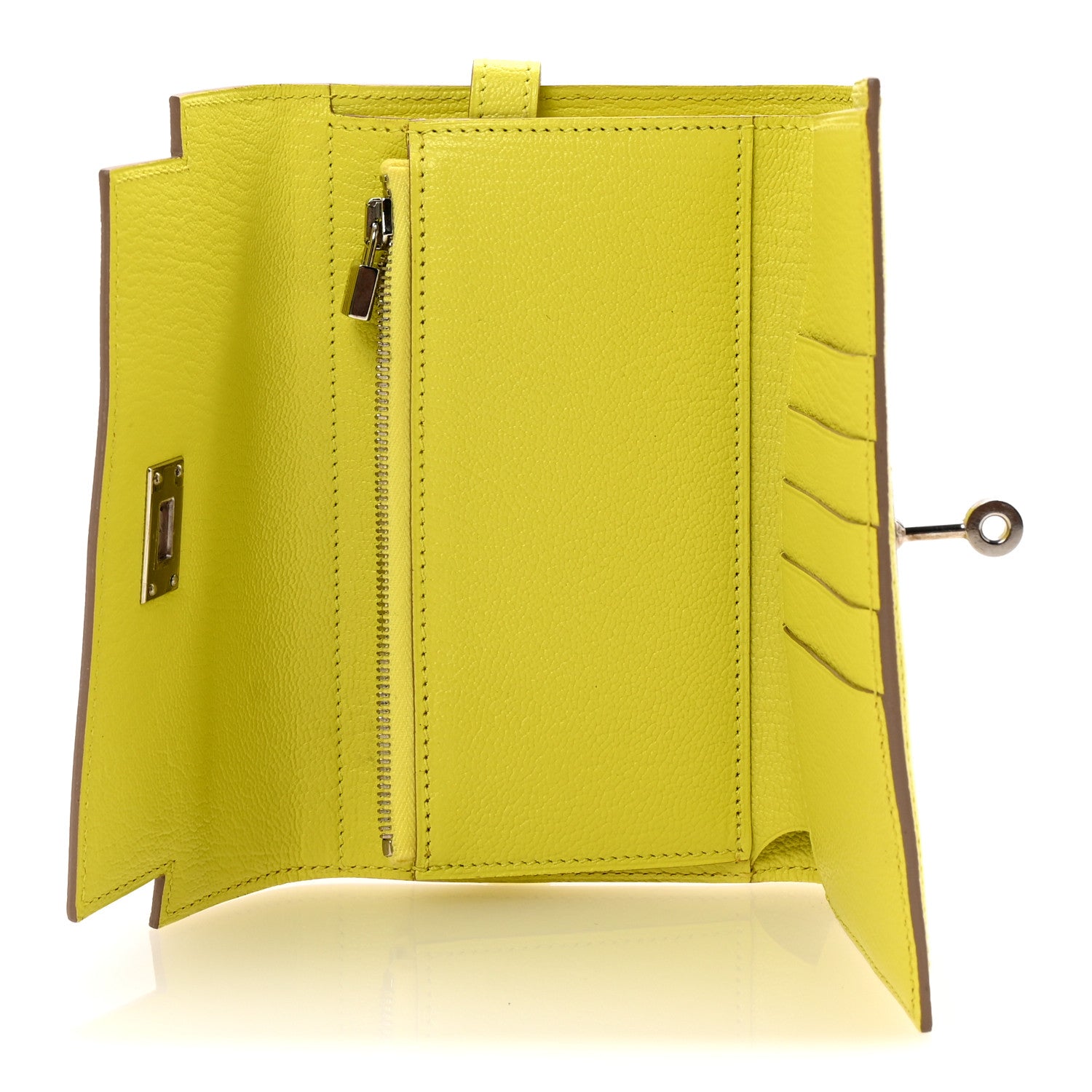 Chevre Mysore Medium Kelly Wallet Lime