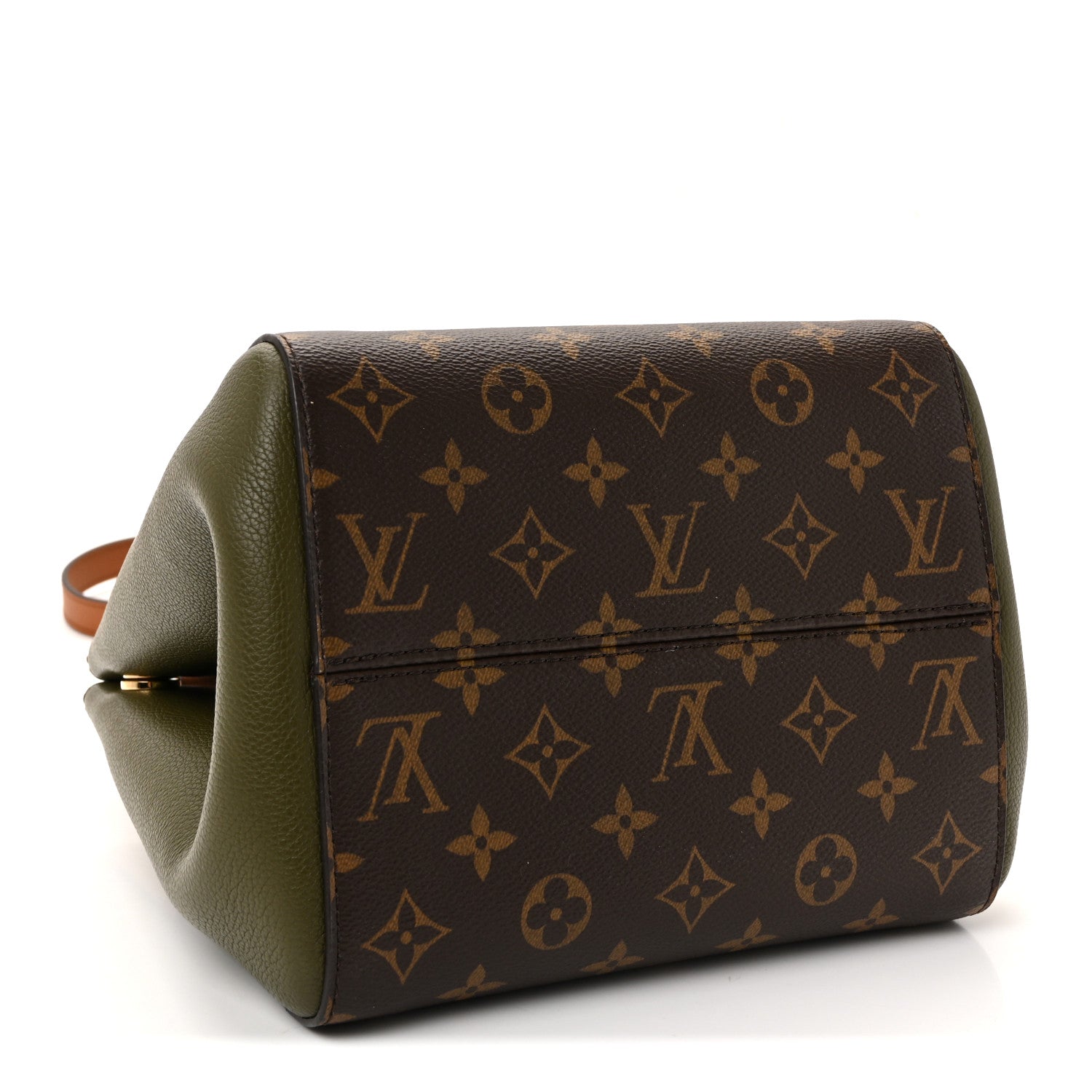 Calfskin Monogram Fold Tote PM Cream Khaki Black