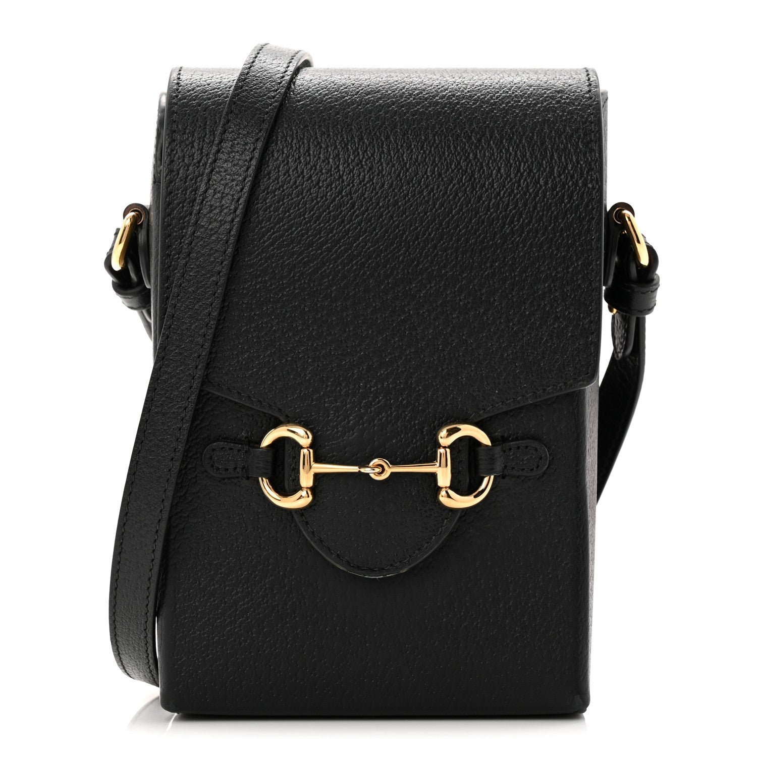 Dollar Calfskin Vertical Horsebit 1955 Crossbody Bag Black
