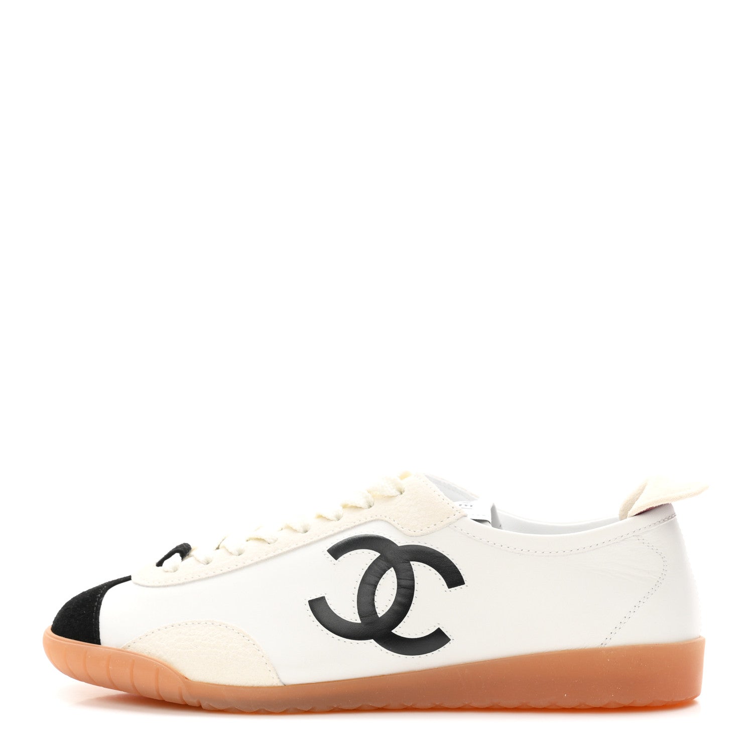 Calfskin Embossed Suede Sneakers 36.5 White Black