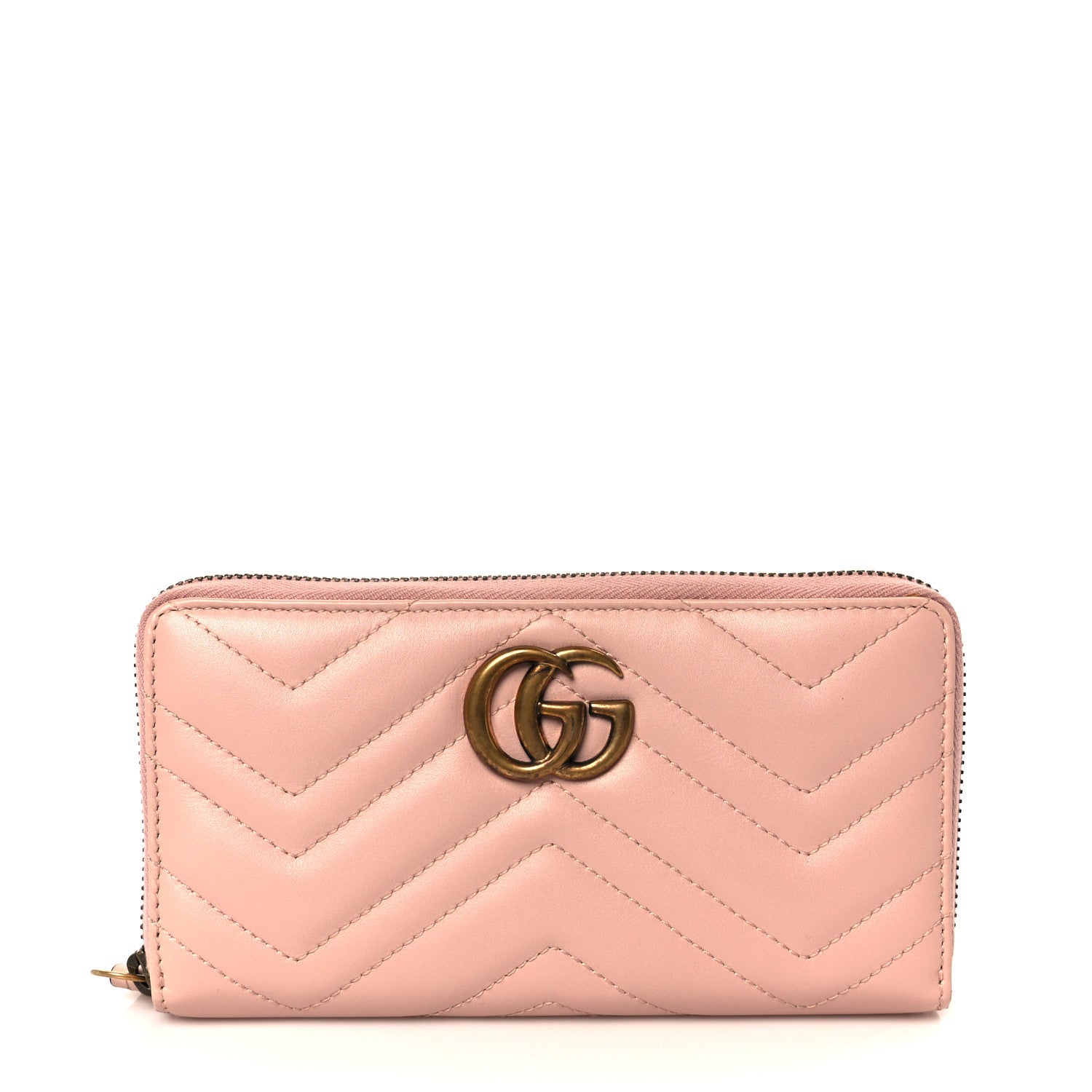 Calfskin Matelasse GG Marmont Zip Around Wallet Perfect Pink