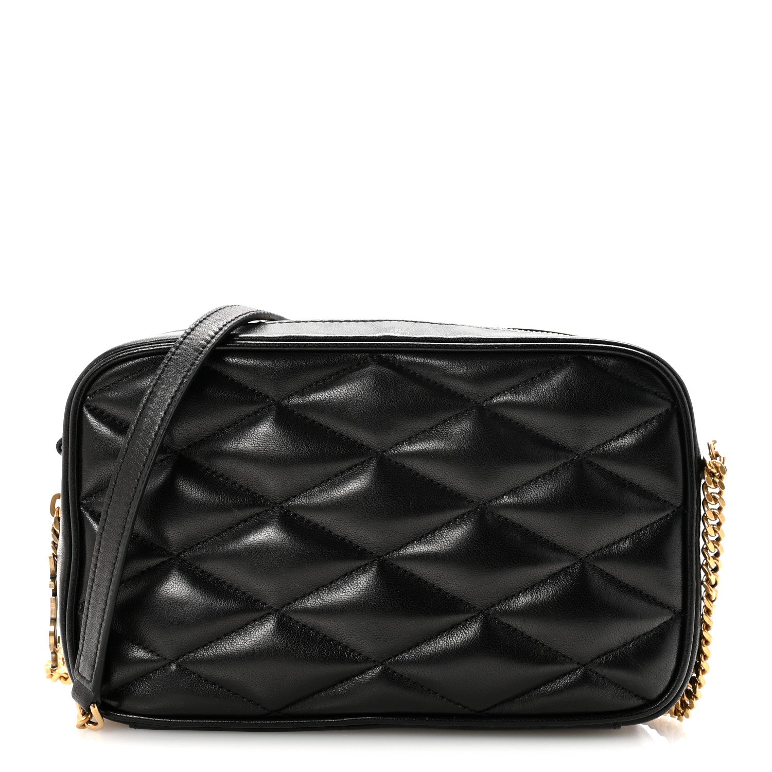 Lambskin Quilted Mini Camera Bag Black