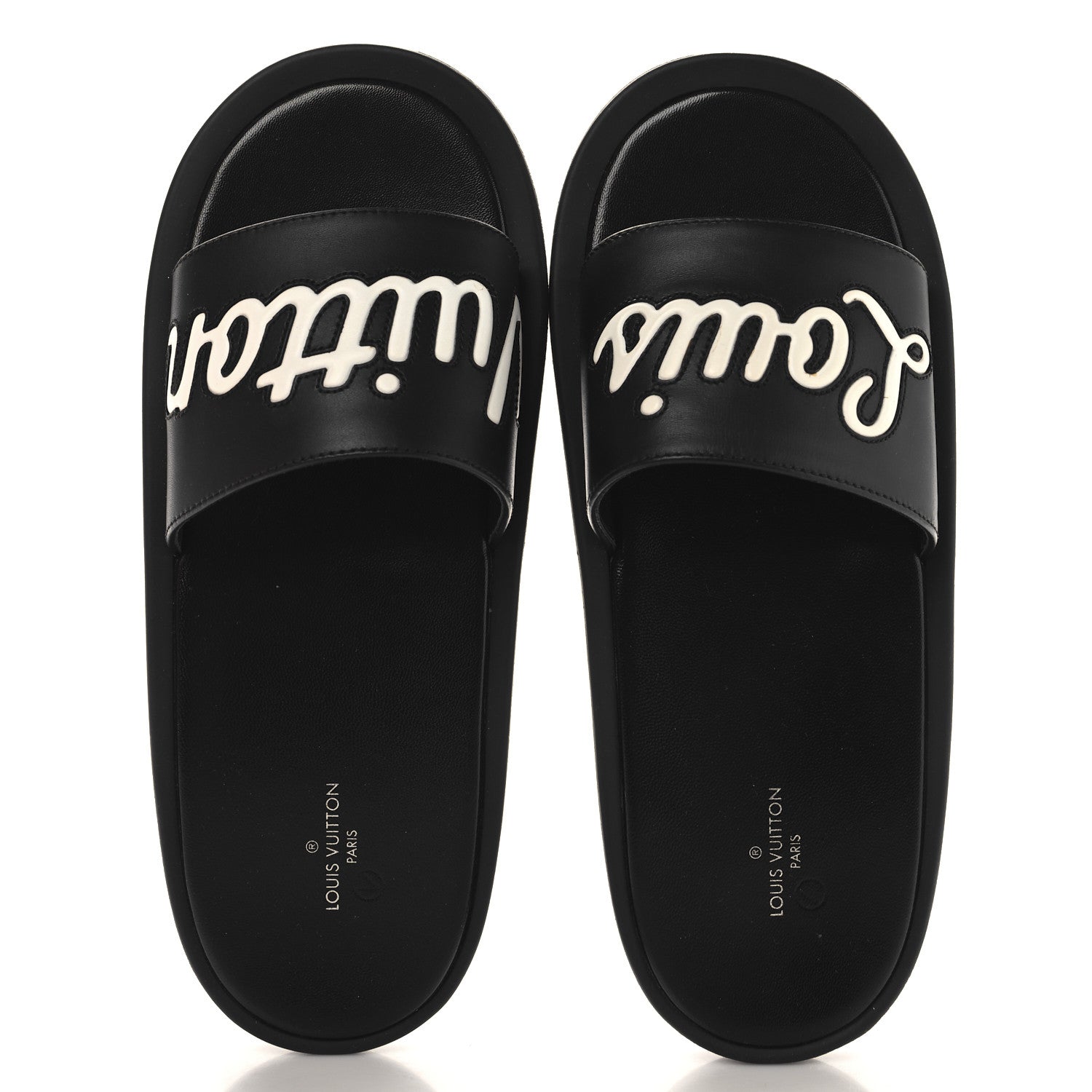 Calfskin Logo Sunbath Slide Sandals 38 Black