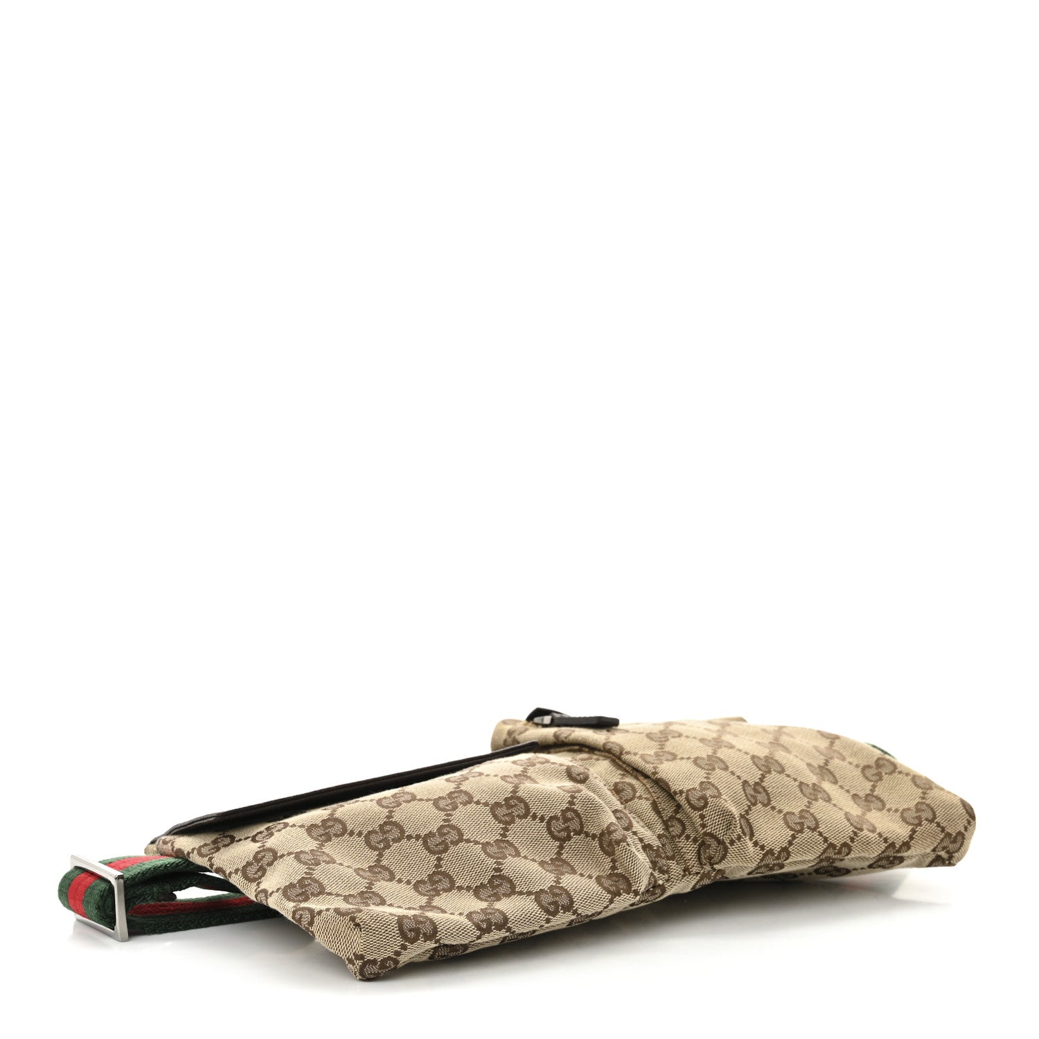 GG Monogram Web Double Pocket Belt Bag Dark Brown
