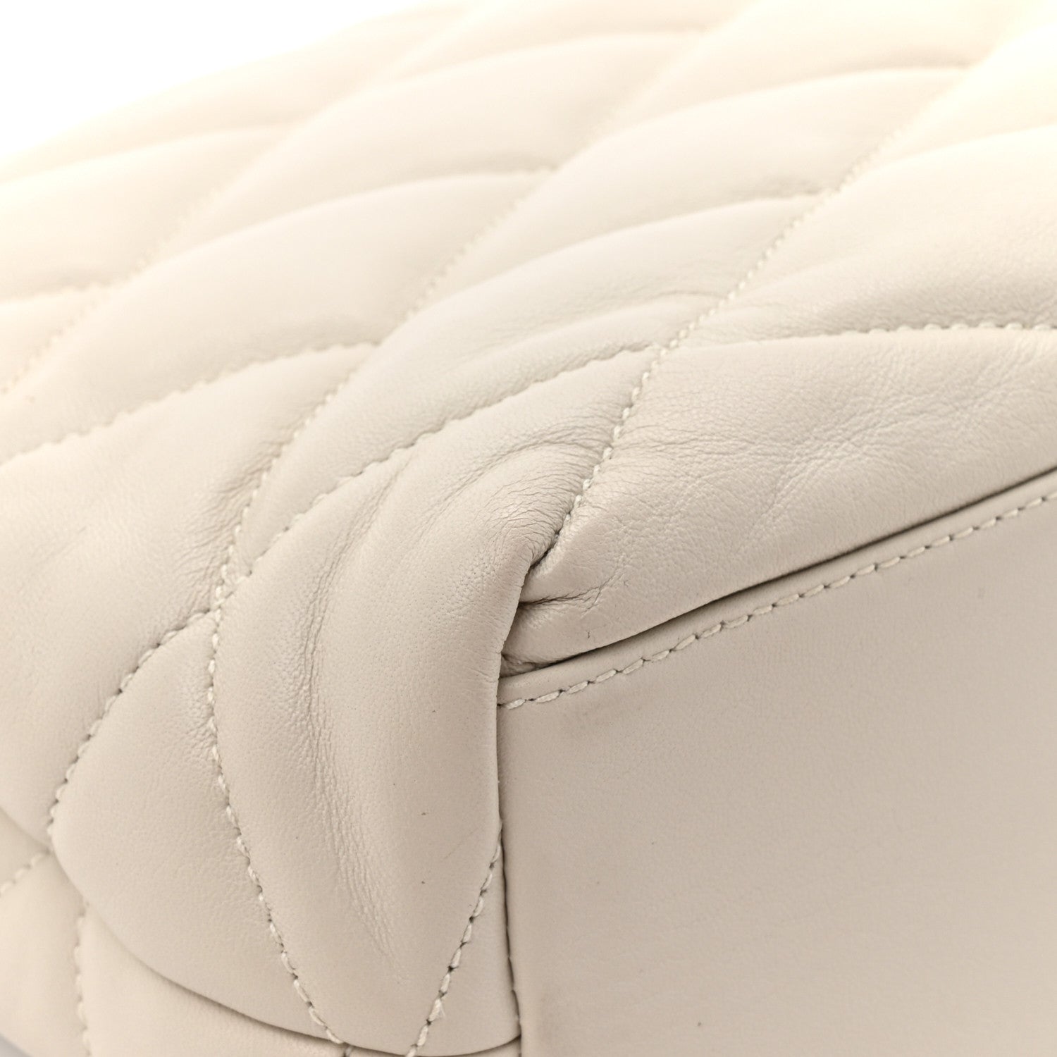 Lambskin Quilted Sade Puffer Envelope Clutch Crema Soft