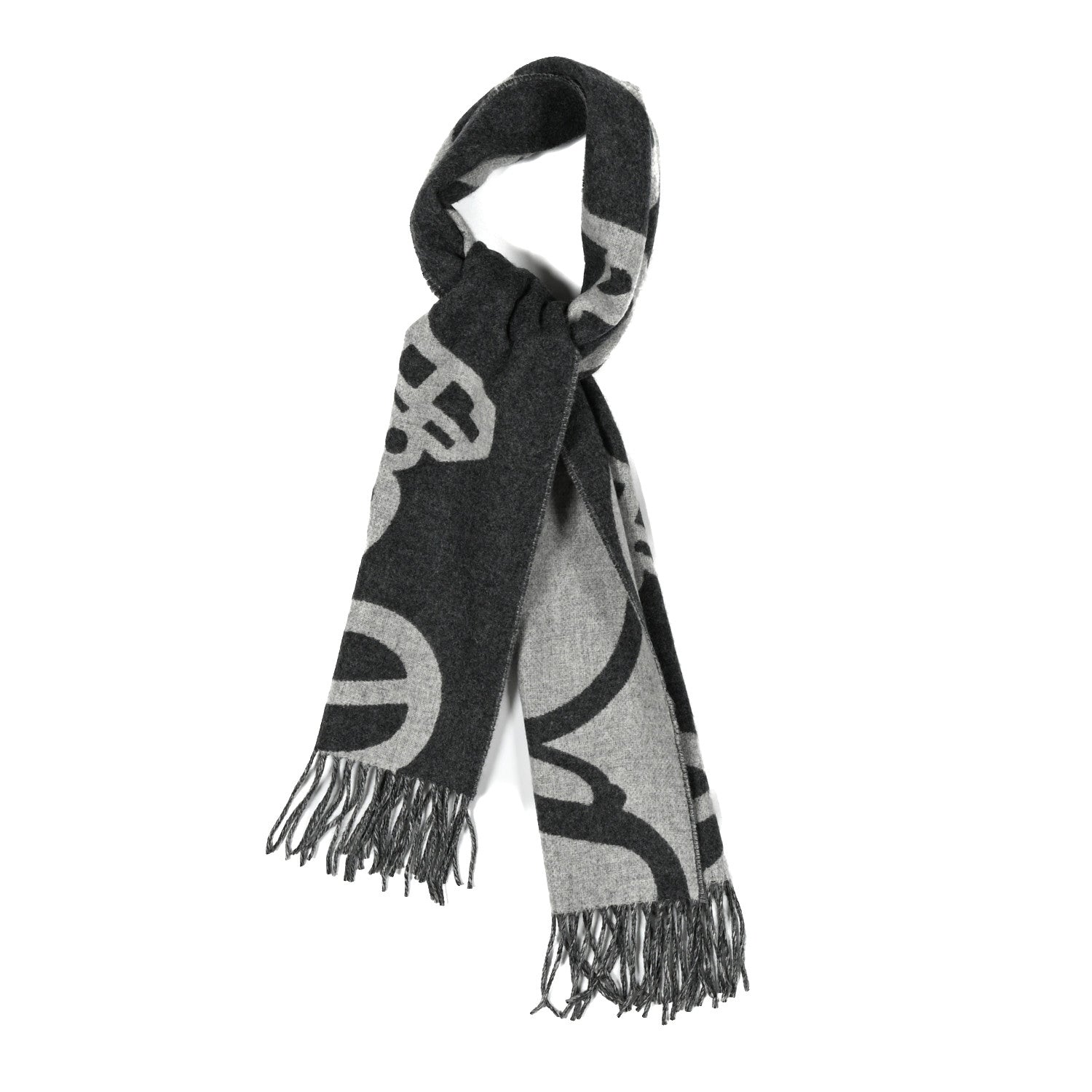 Wool Cashmere Lock And Keys Scarf Black