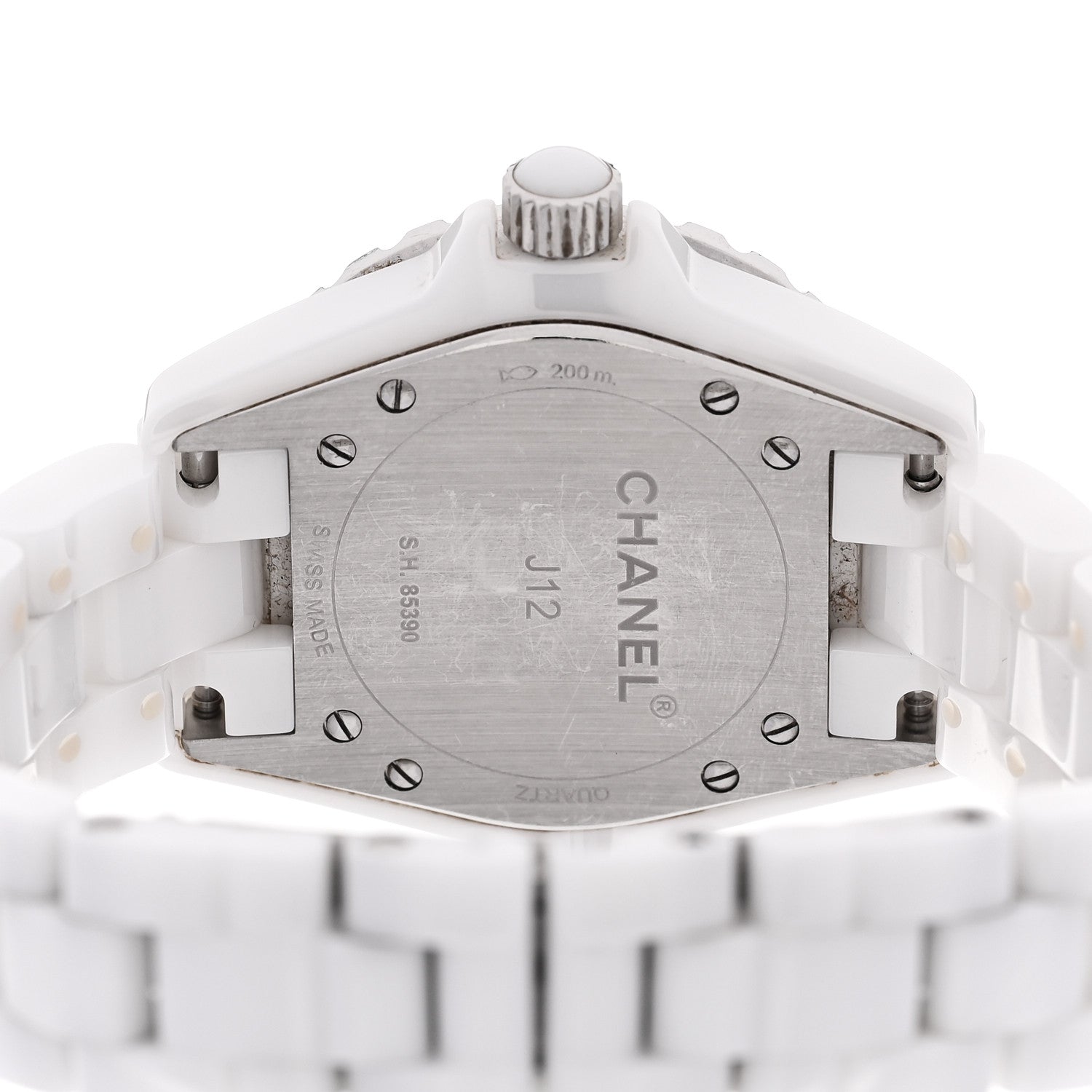 Stainless Steel Ceramic Diamond Mother of Pearl 33mm J12 Quartz Watch White