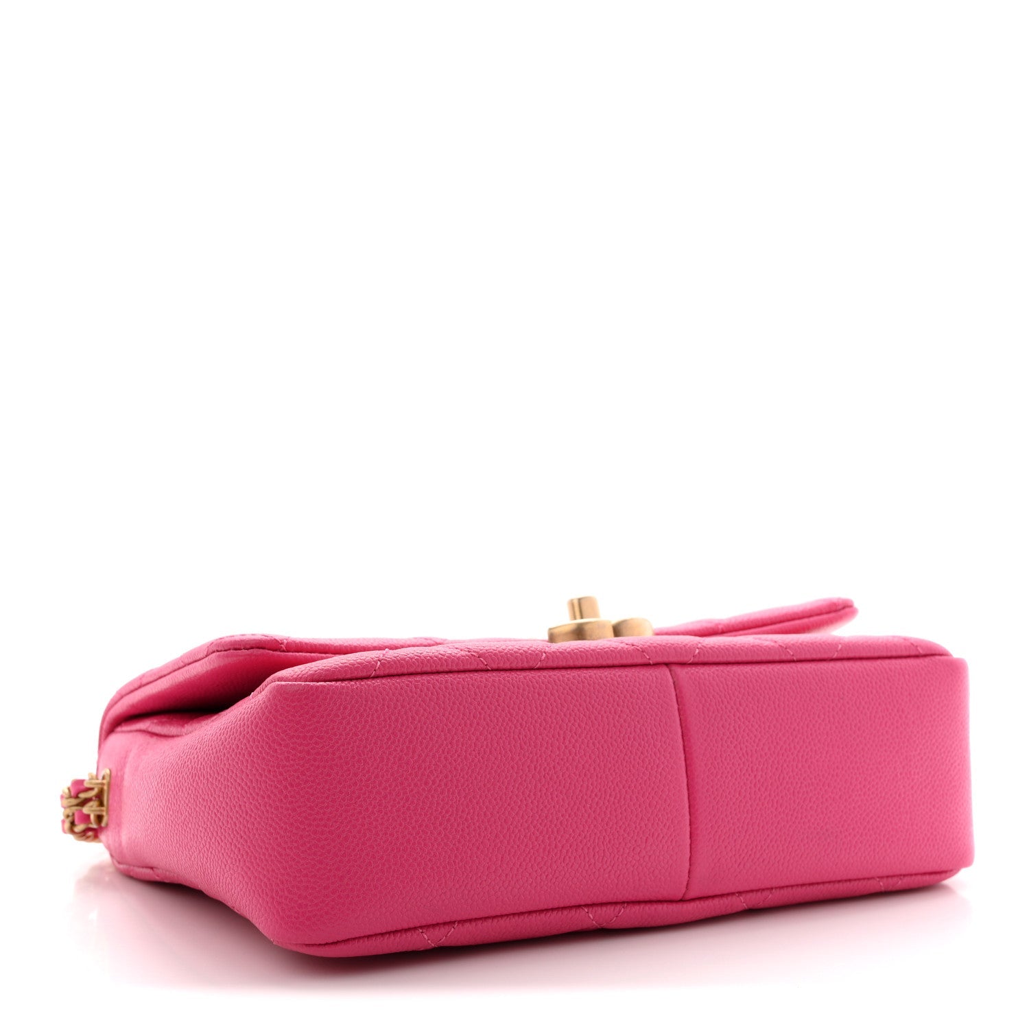 Shiny Caviar Quilted Small Chain Melody Flap Dark Pink