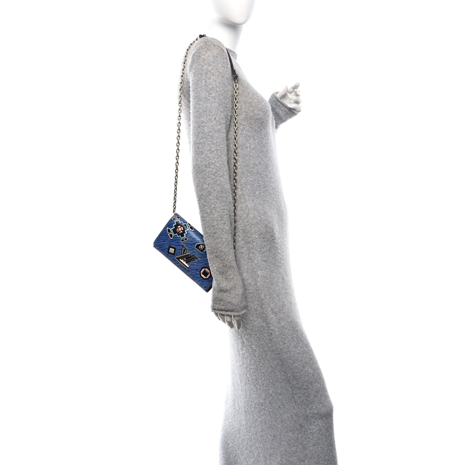 Epi Azteque Twist Chain Wallet Denim Light