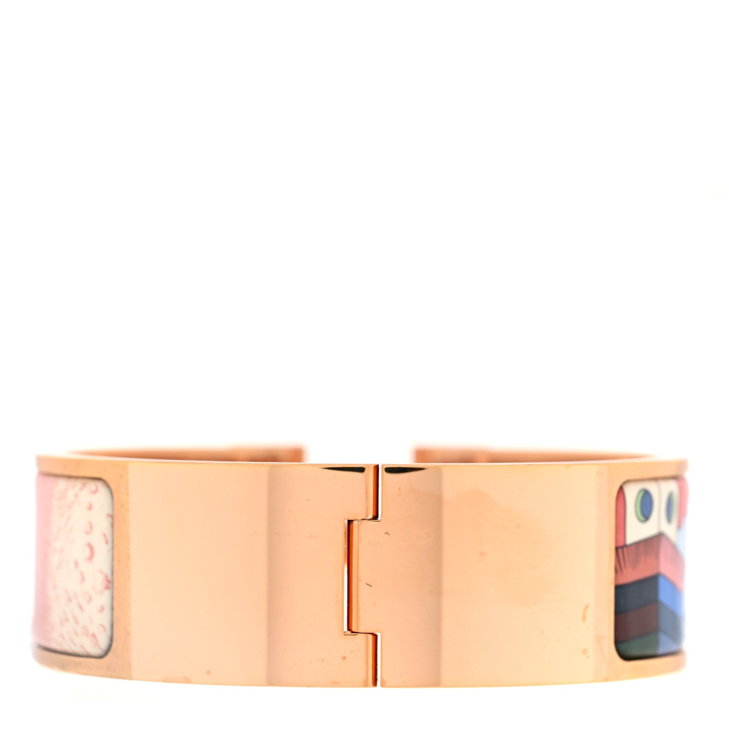 Enamel Printed Wide Cosmographia Universalis Clic Clac H Bracelet PM Album De Soie