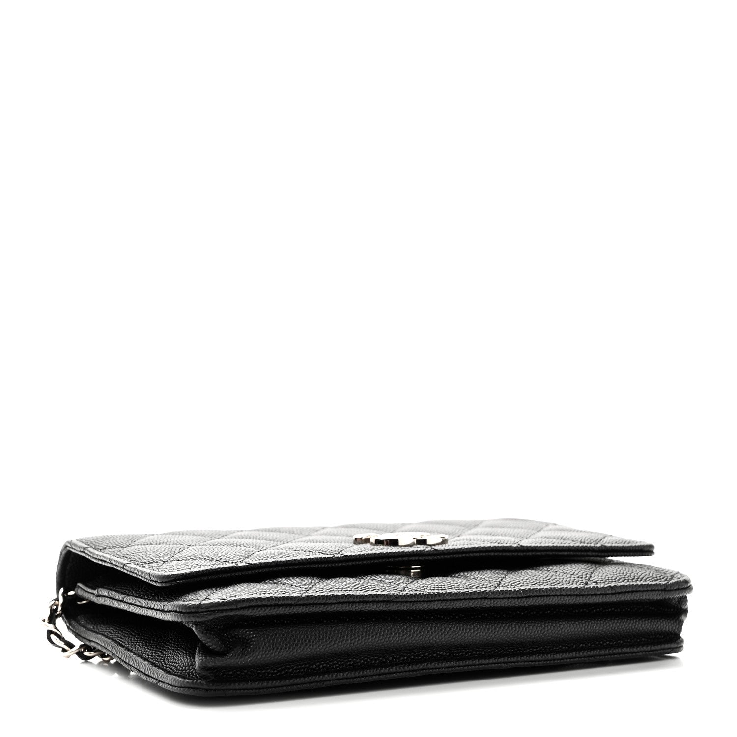 Caviar Quilted Striated CC Wallet On Chain WOC Black